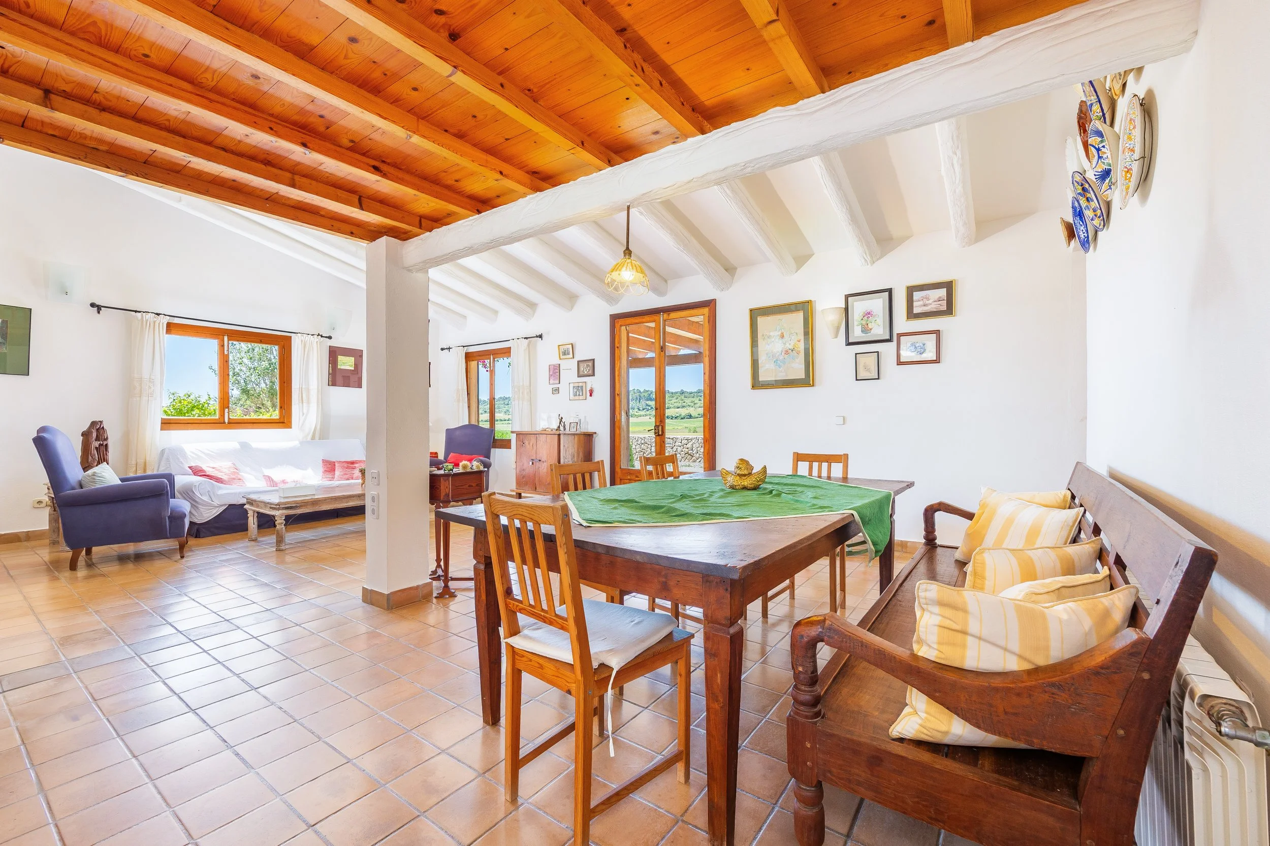 Rural house interior with natural light and traditional Mediterranean style real estate photography in Mallorca