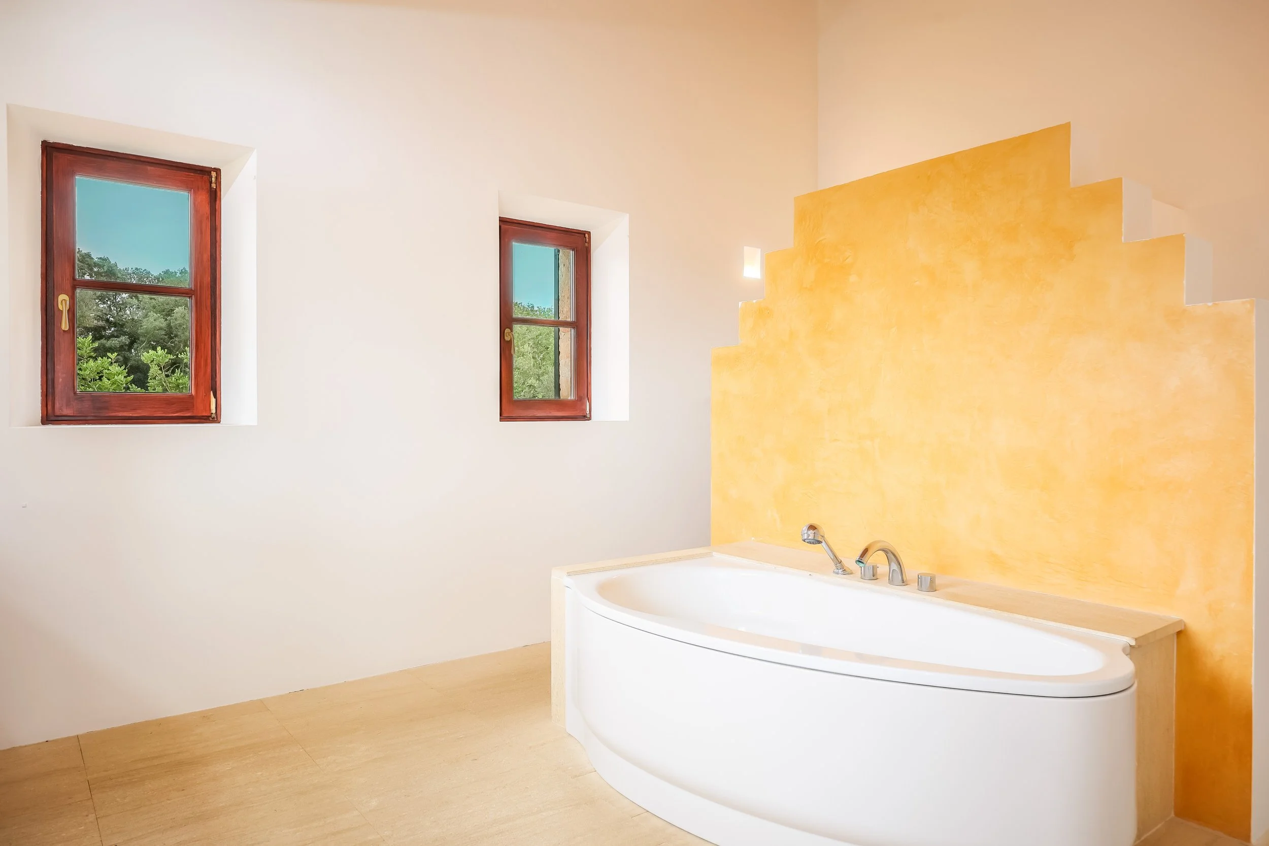 Traditional finca interior near Sant Llorenç Mallorca with rustic architecture and natural light real estate photography