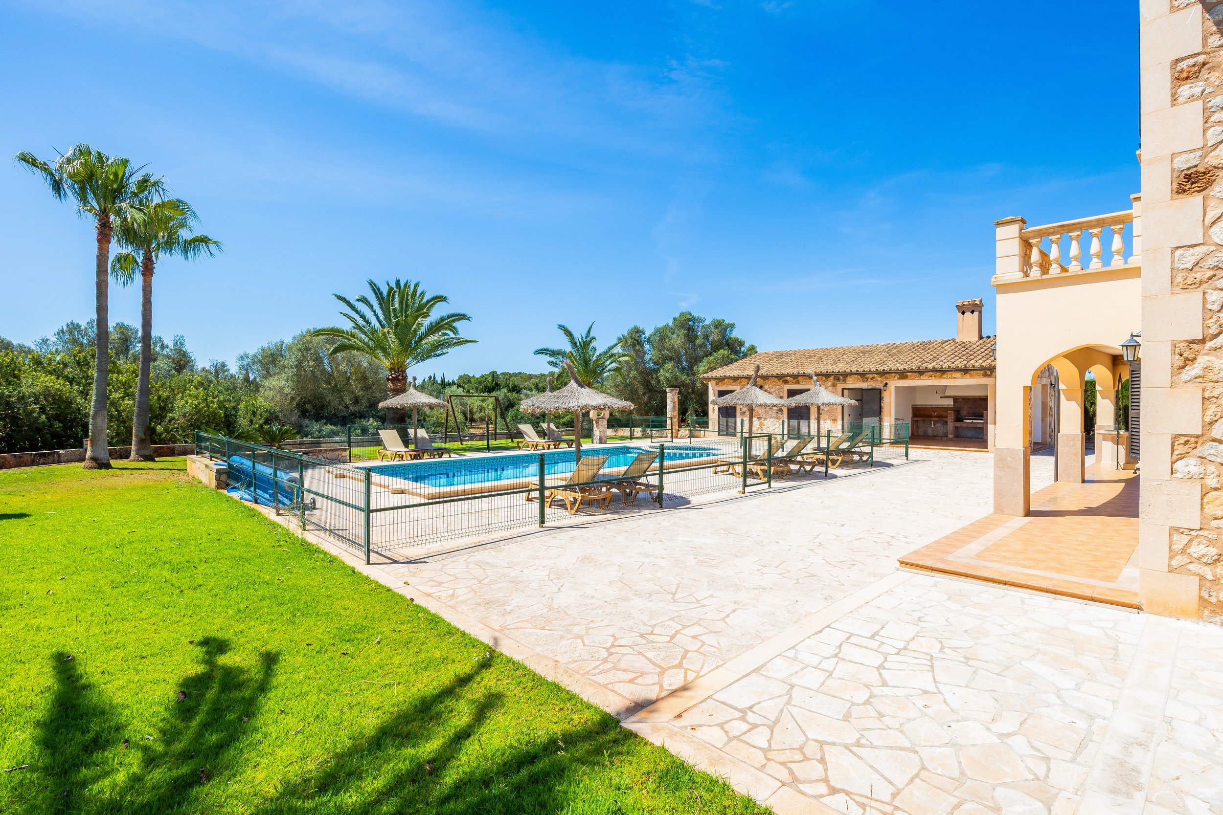 Rural house near Ses Salines Mallorca with swimming pool and Mediterranean countryside real estate photography