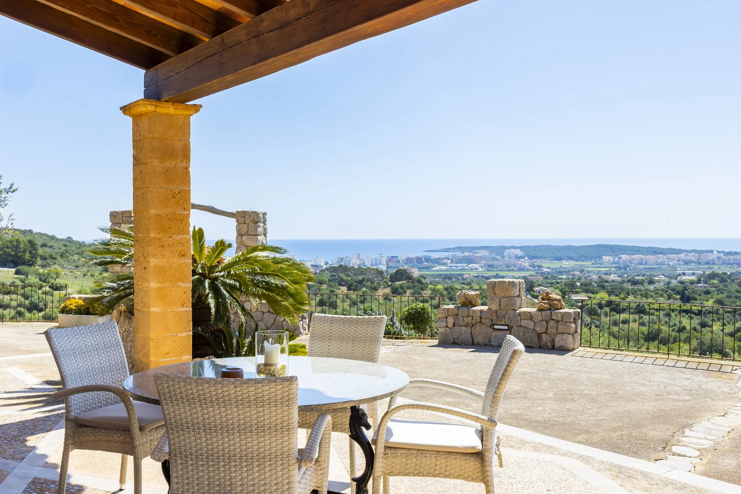 Son Galta Mallorca property with swimming pool and panoramic views over Cala Millor real estate photography