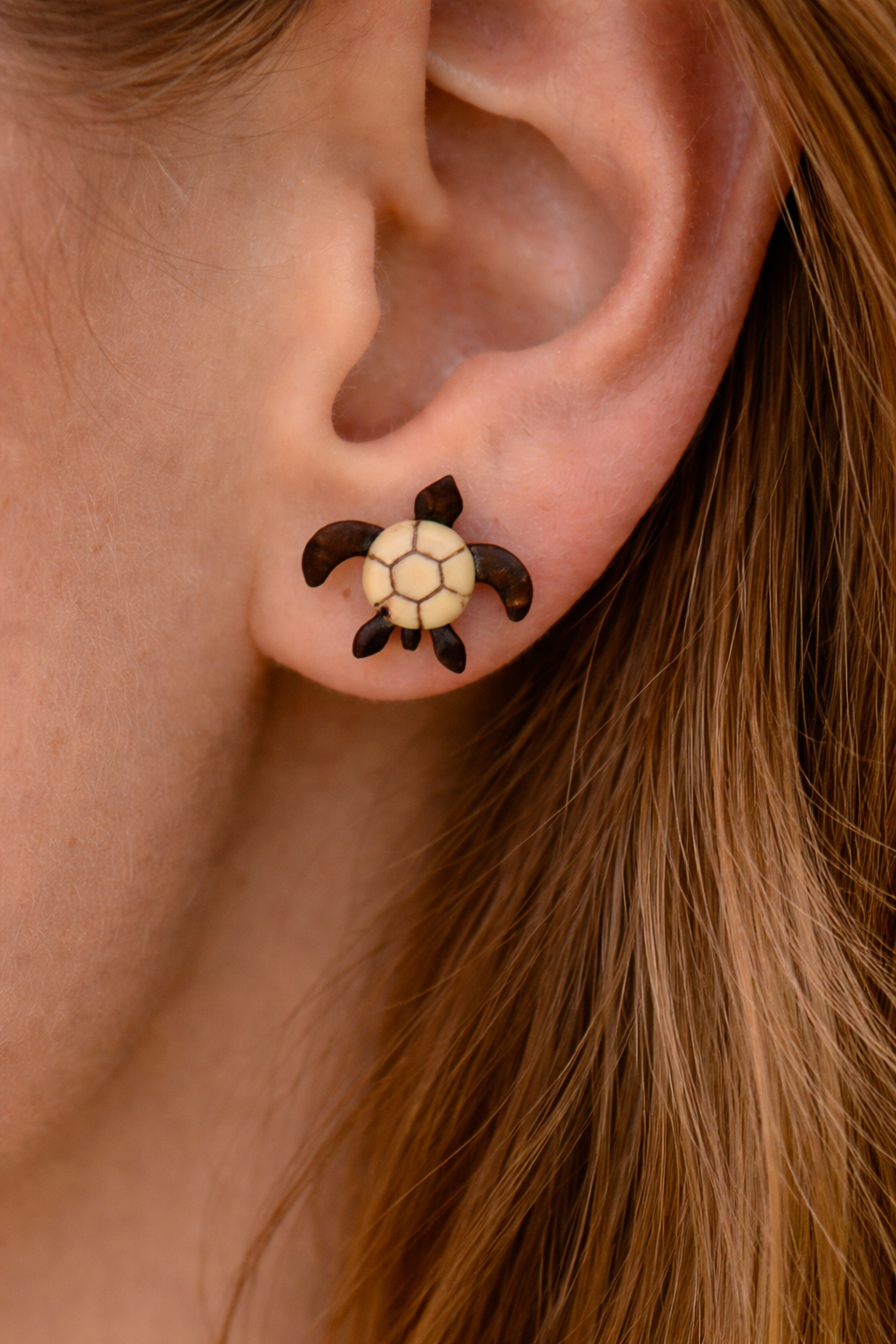 Turtle - Coconut Shell Stud Earrings