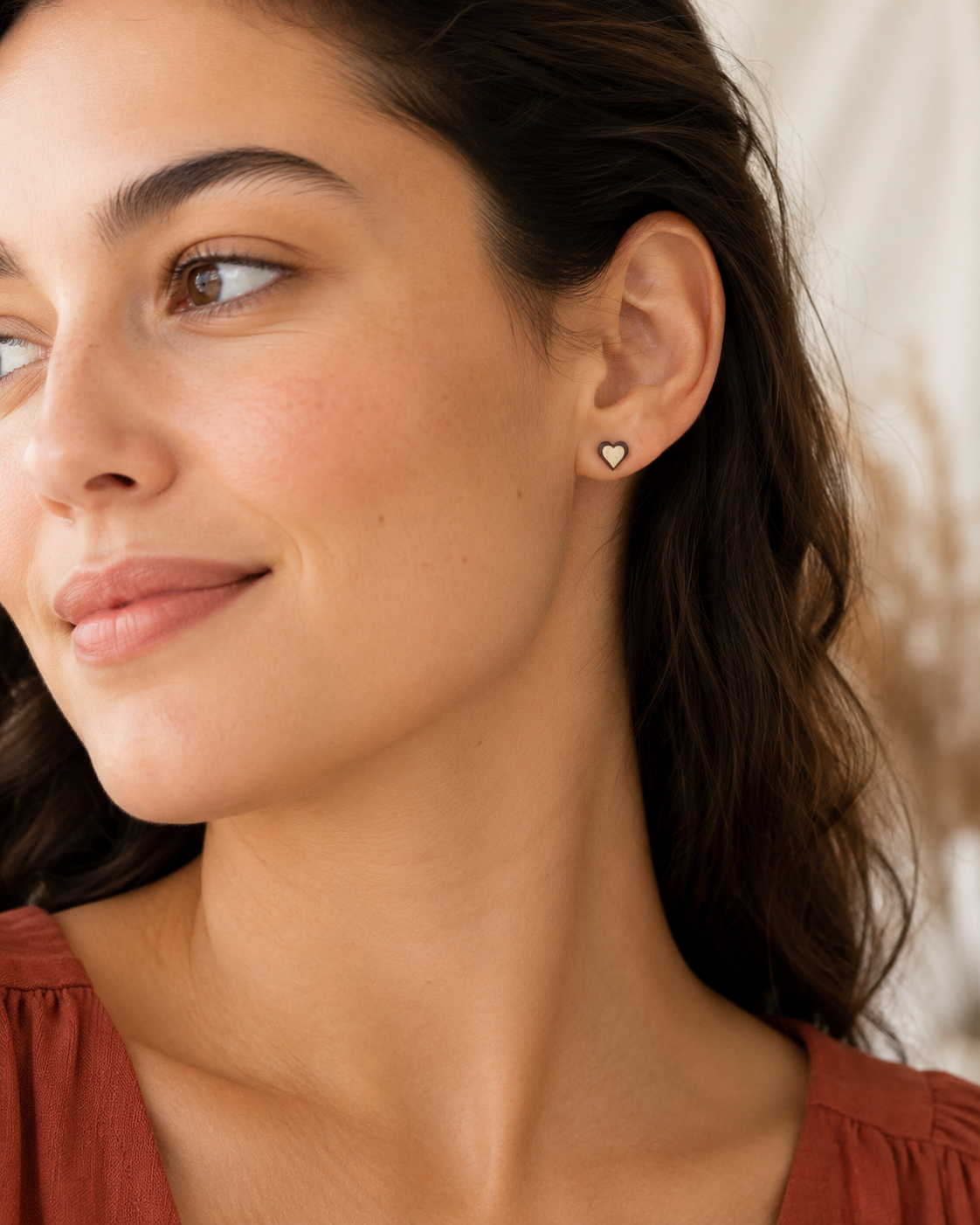 Double Heart Stud Earrings