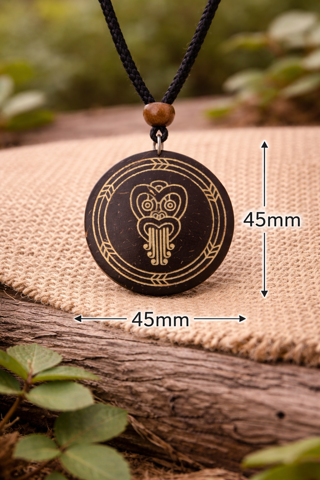 Tribal owl pendant on rustic backdrop.png