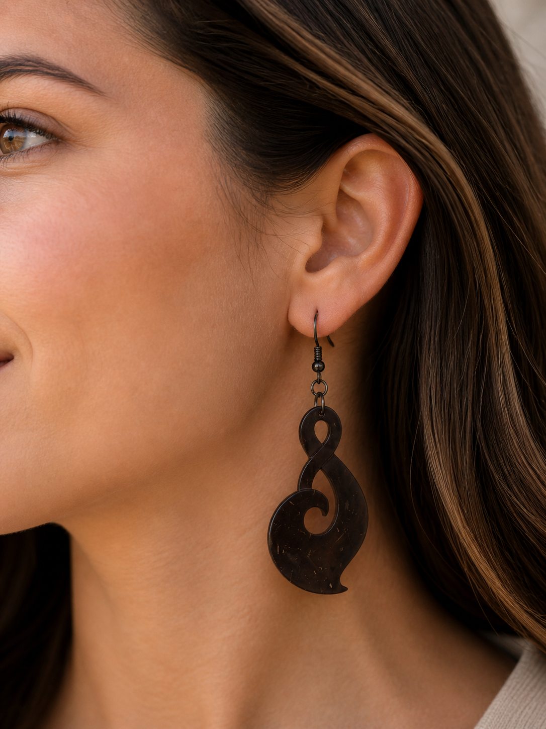 Tropical Swirl - Coconut Shell Earrings