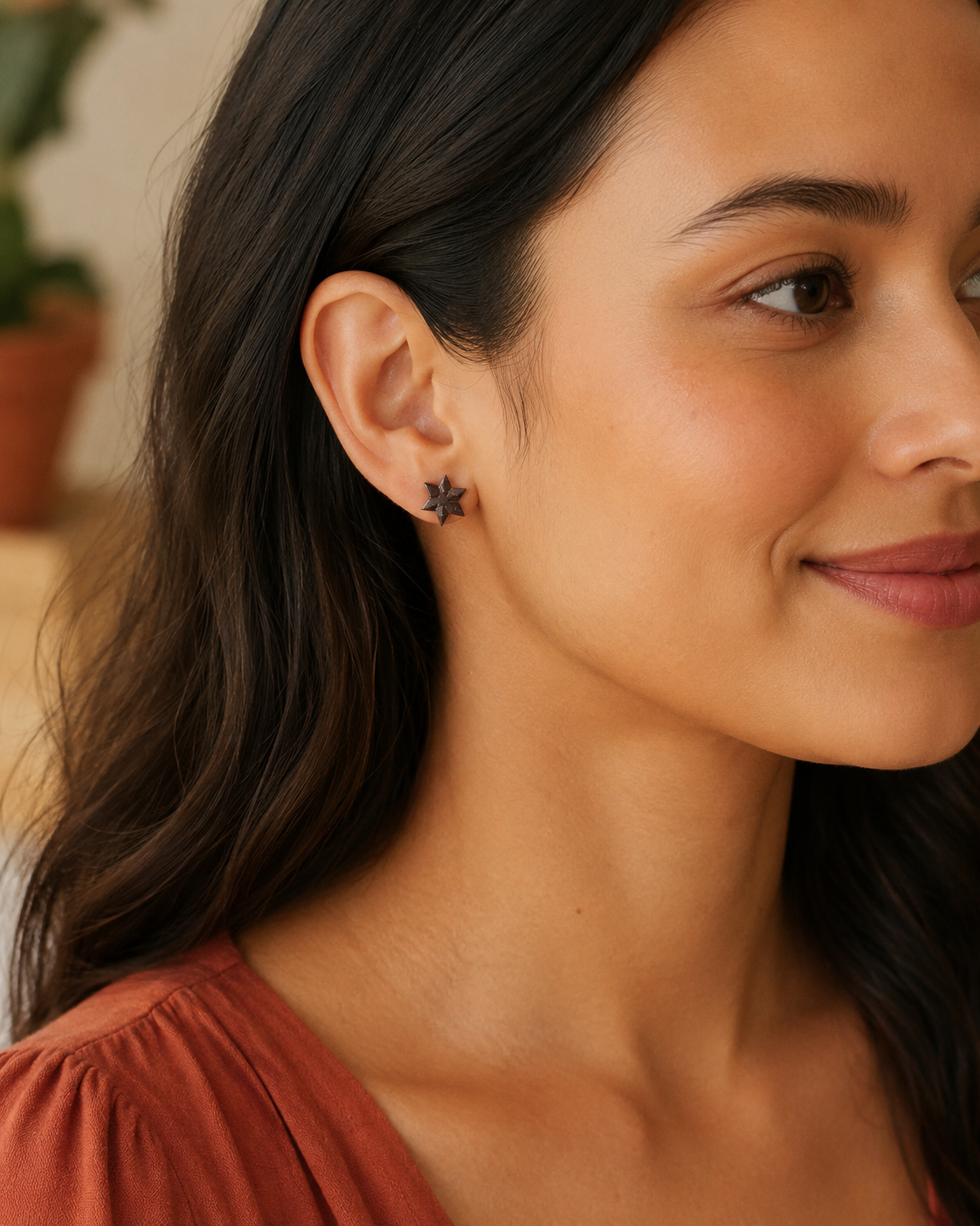 Snowflake - Coconut Shell Stud Earrings