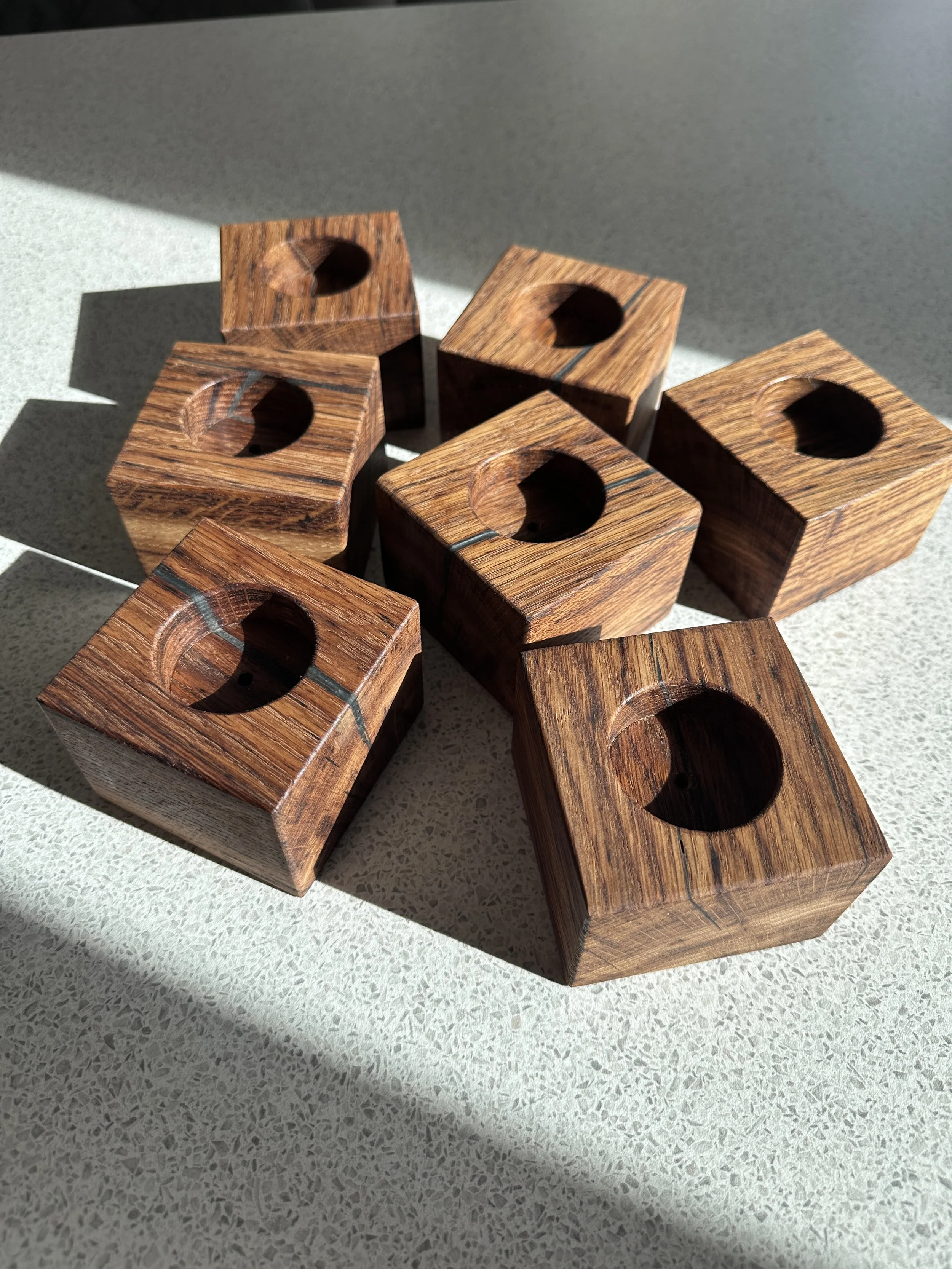 Brown Oak & Satin Grey Epoxy Tea Light Holder