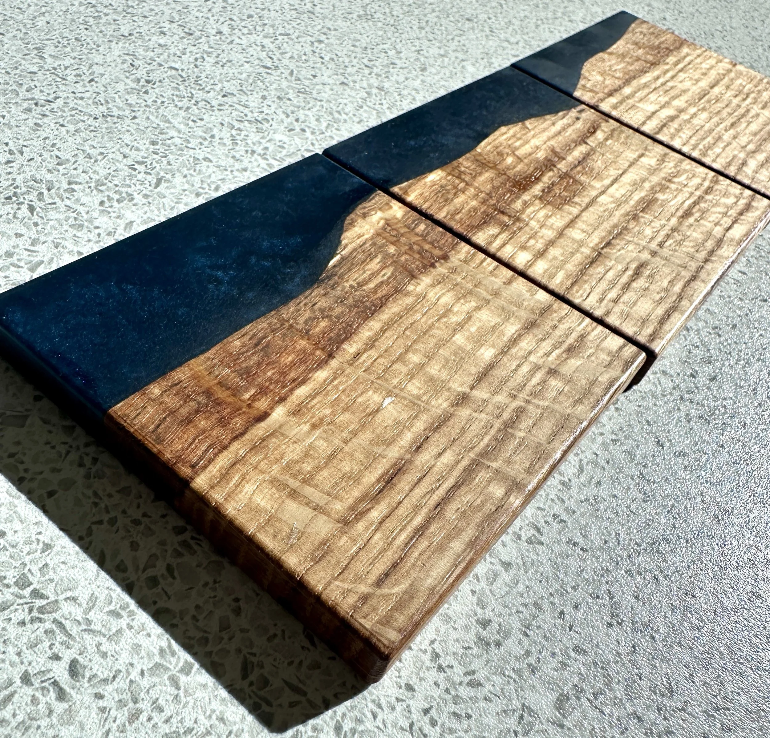 Midnight Blue Oak and Epoxy Coaster
