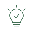 Icon of a light bulb with a check mark inside
