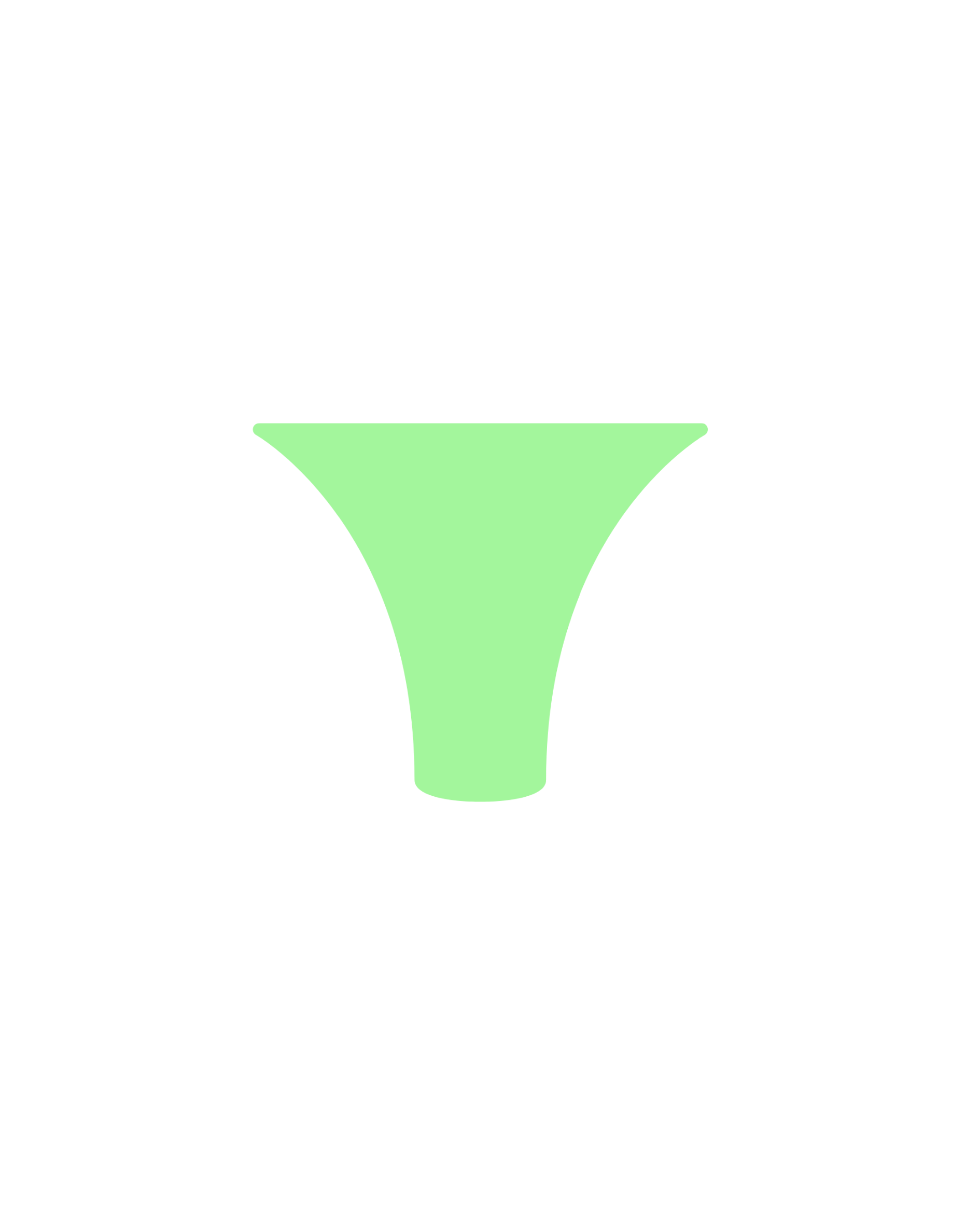 Illustration of a funnel in light green with a black background.