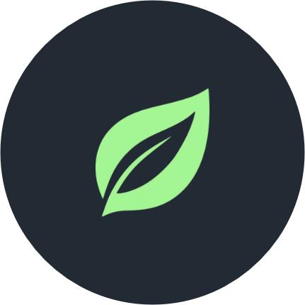 Green leaf icon on a dark background.