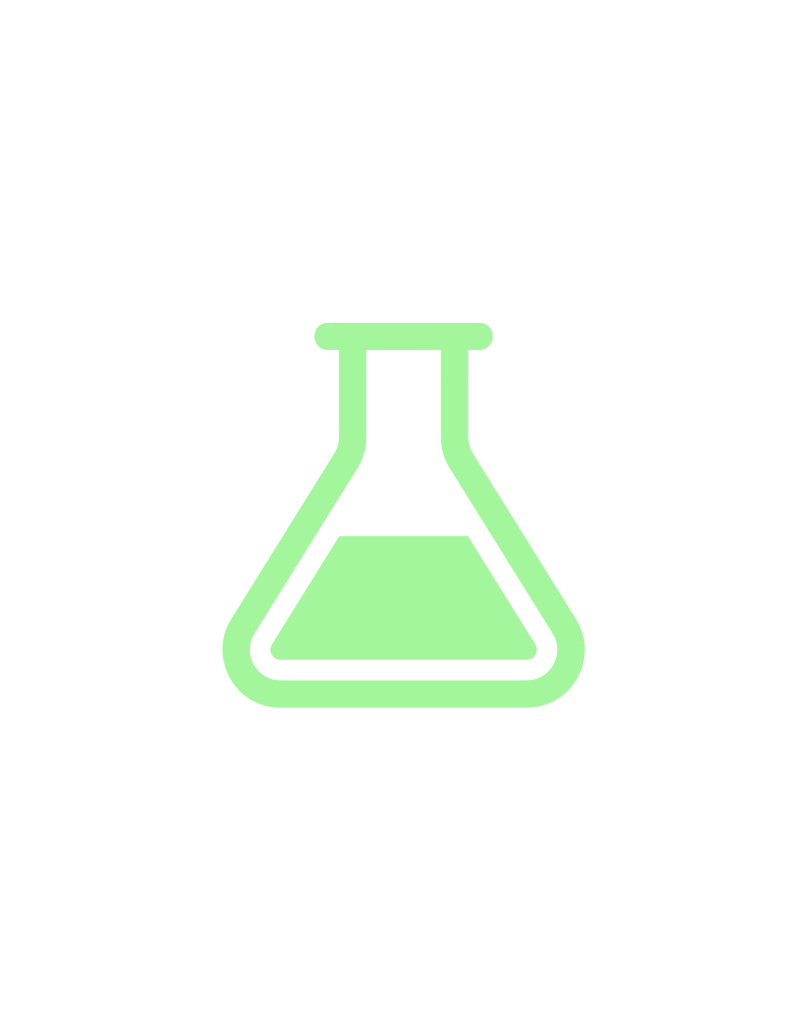Green illustration of a laboratory flask.
