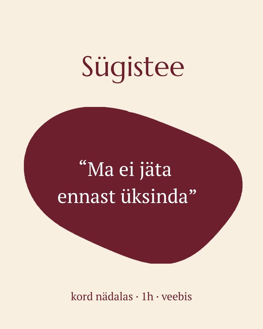 Kutsun Sind S&uuml;gisteele - toetavale teekonnale, et kogeda teiste naistega puus puusa k&otilde;rval k&auml;imist l&auml;bi pimeda aja.

Oma kodust lahkumata saad kogeda maandavat kehapraktikat, v&otilde;imalust jagada v&otilde;i lihtsalt kuulata. 
