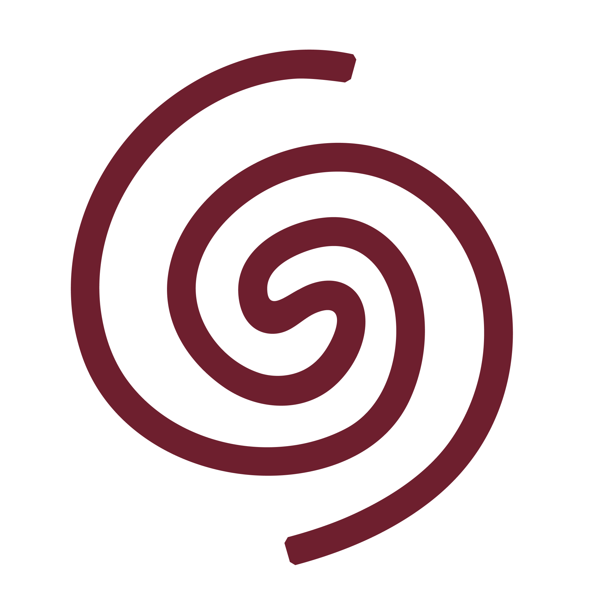 Black background with a large, red, spiral pattern.