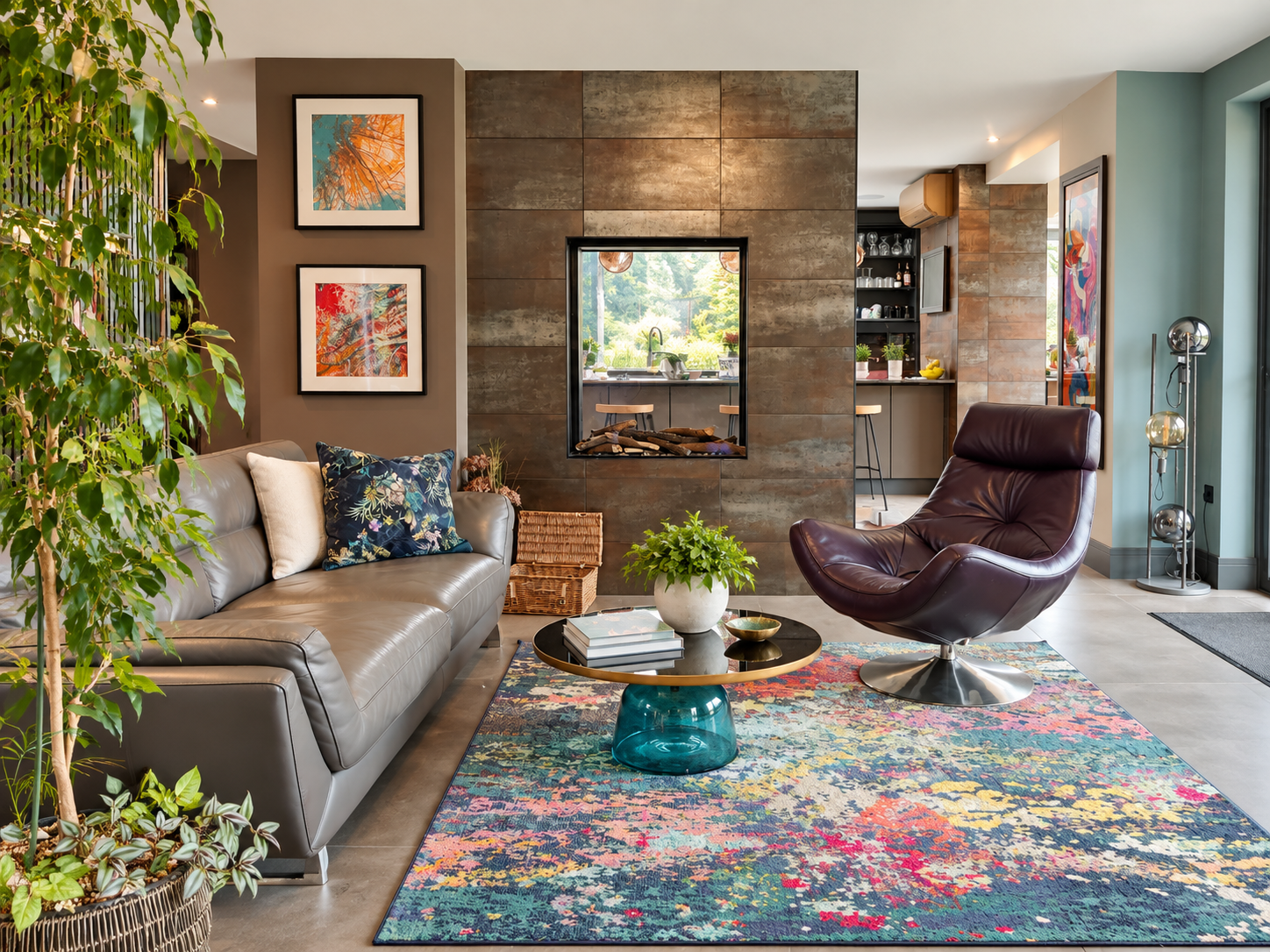 Curated Modern Living Room with Colorful Rug.png