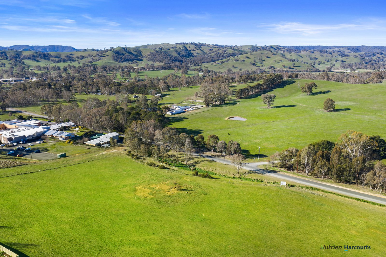 Aerial view of Woodlands Grove looking towards the hills around Alexandra