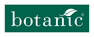 Logo de la marque Botanic avec un fond vert et un dessin de feuille