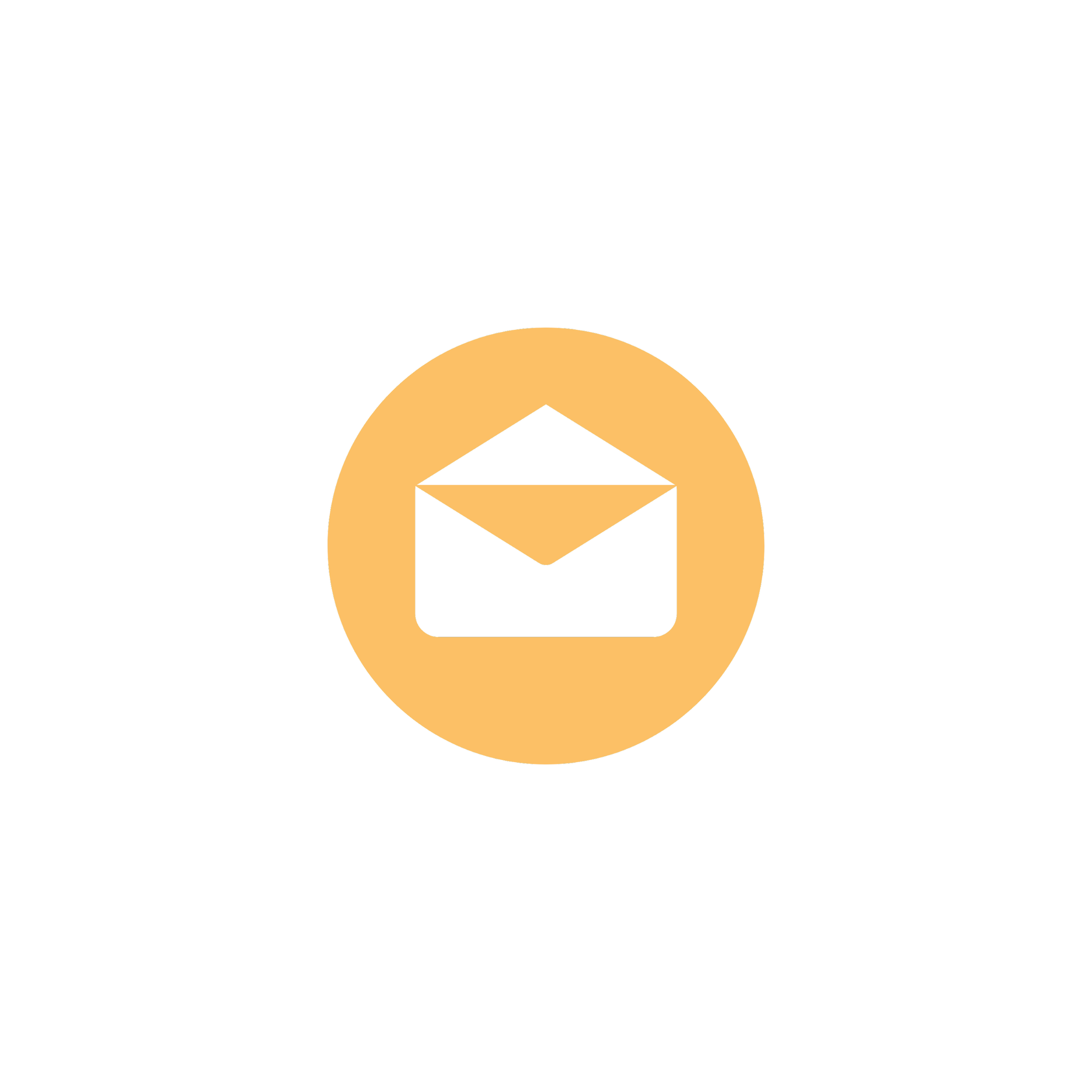 Email icon with envelope inside a yellow circle on a black background.