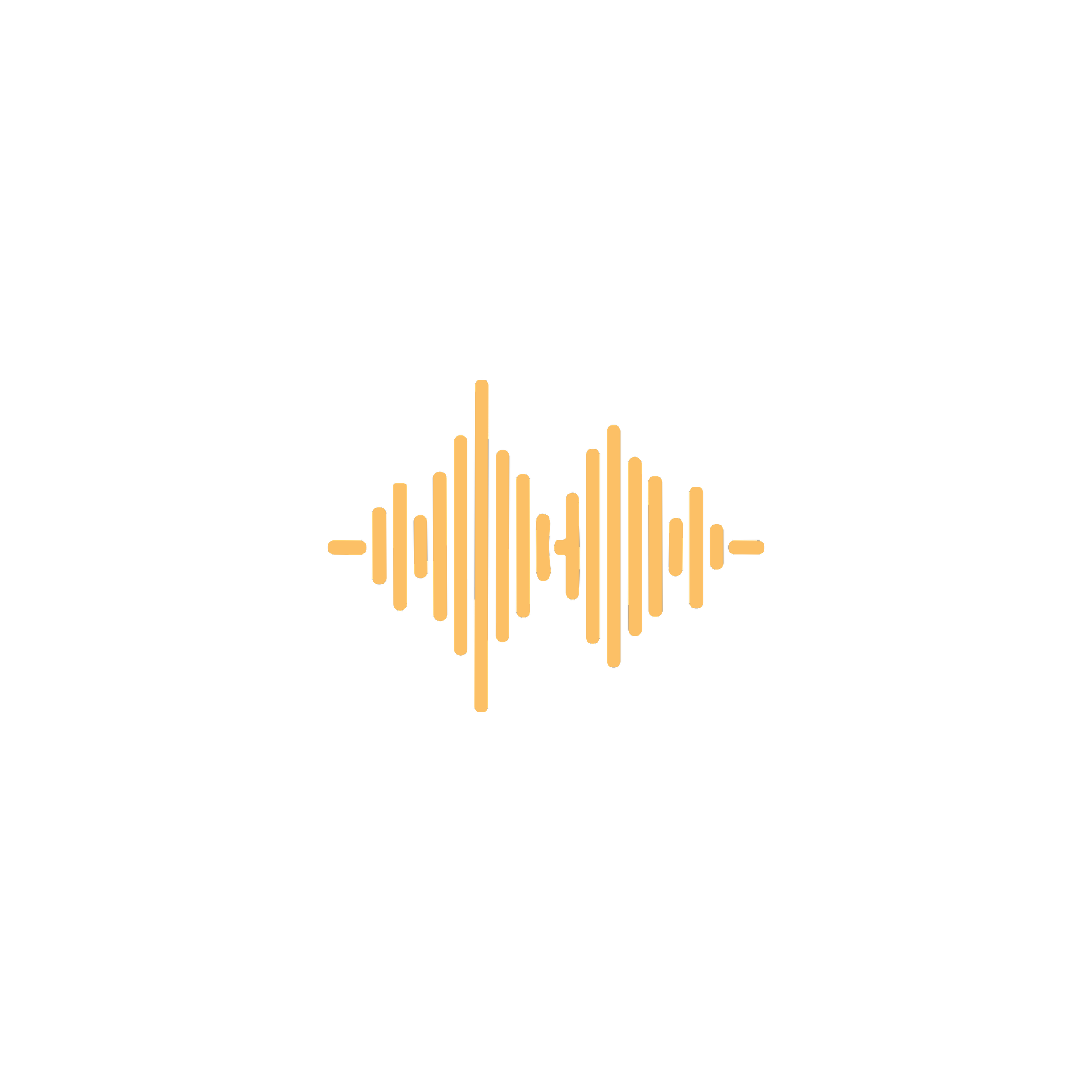 Black background with a gold-colored audio waveform graphic in the center.