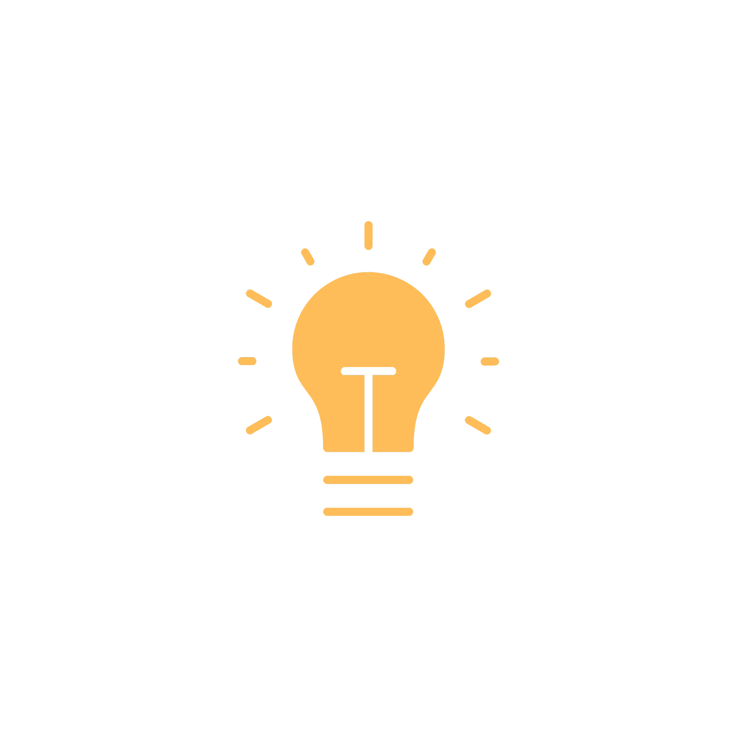 Illustration of a glowing yellow light bulb with light rays emitting from it, symbolizing an idea or innovation.