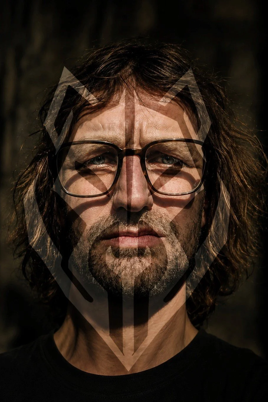 Portret van Erik Visser met het Factotum Capybara-logo en de tekst 'Achter het masker' als symbool voor authenticiteit, creativiteit en persoonlijke ontwikkeling.