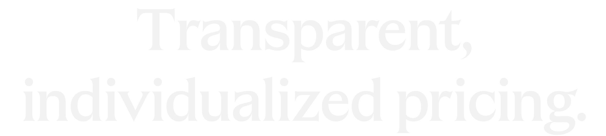Text reading 'Transparent, individualized pricing.' in white font on a black background.