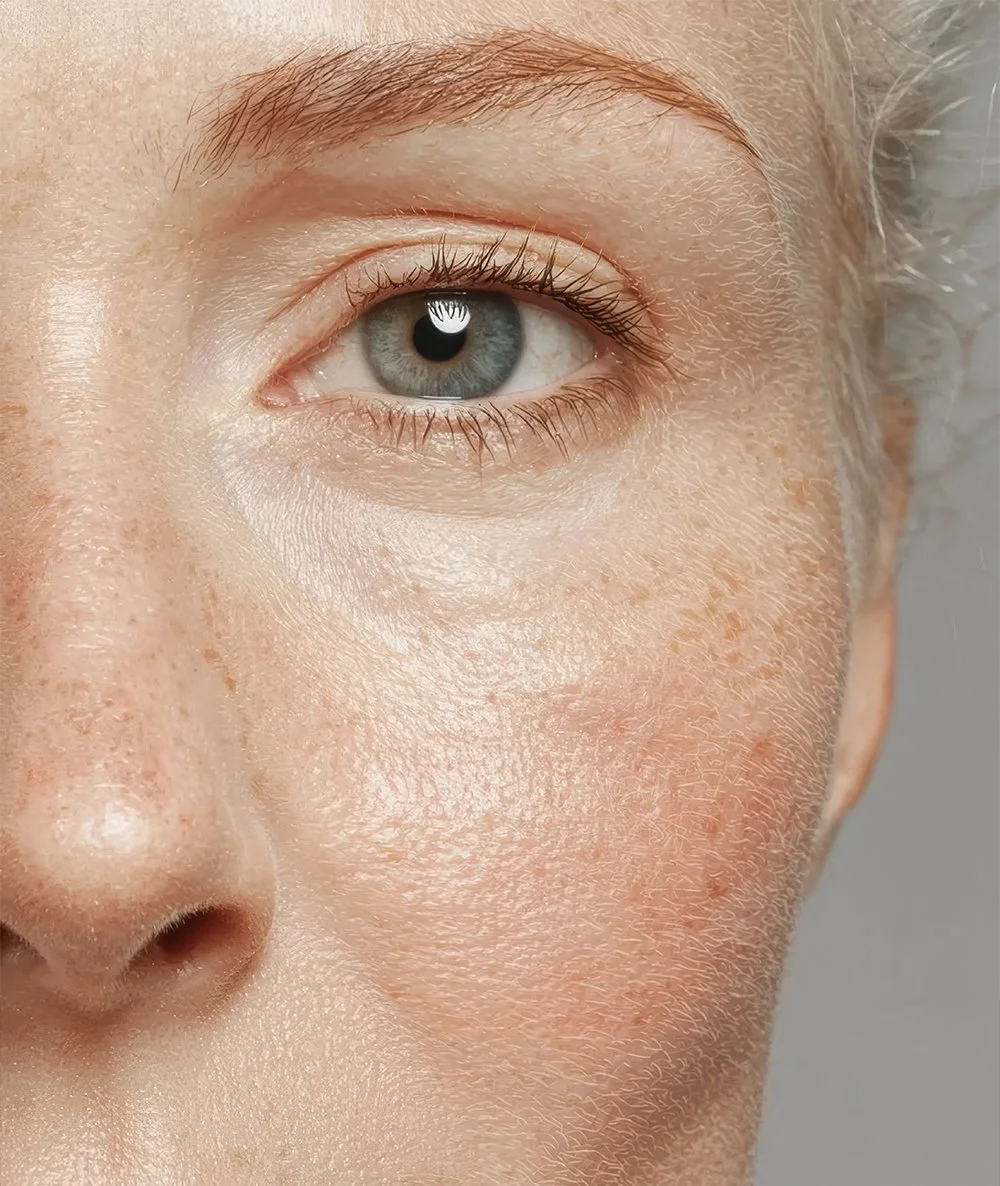 Close-up of healthy skin representing personalised preventive medicine and Healthy Aging at DR GRŪN in Berlin.
