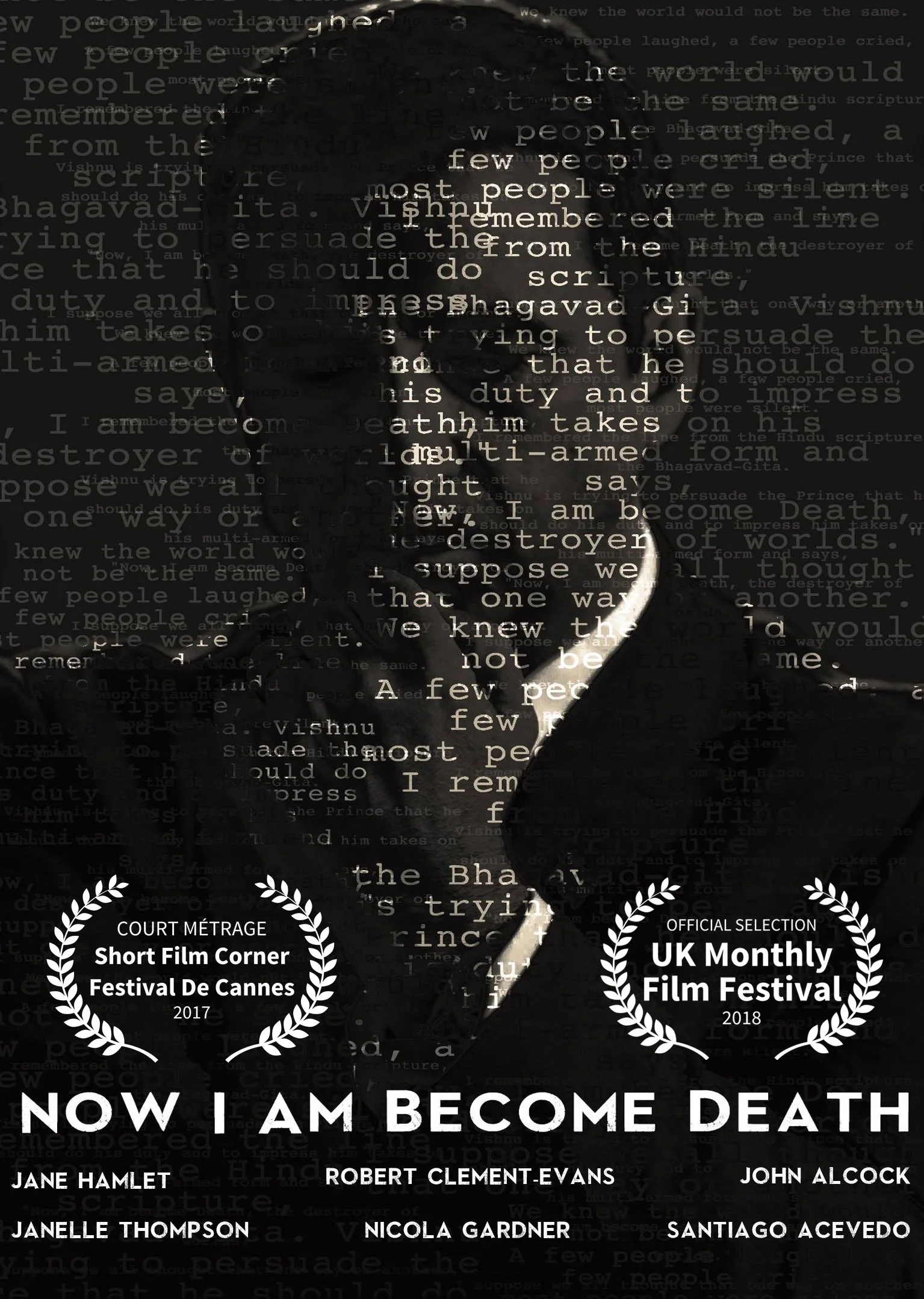 A poster for the short film Now I Am Become Death.