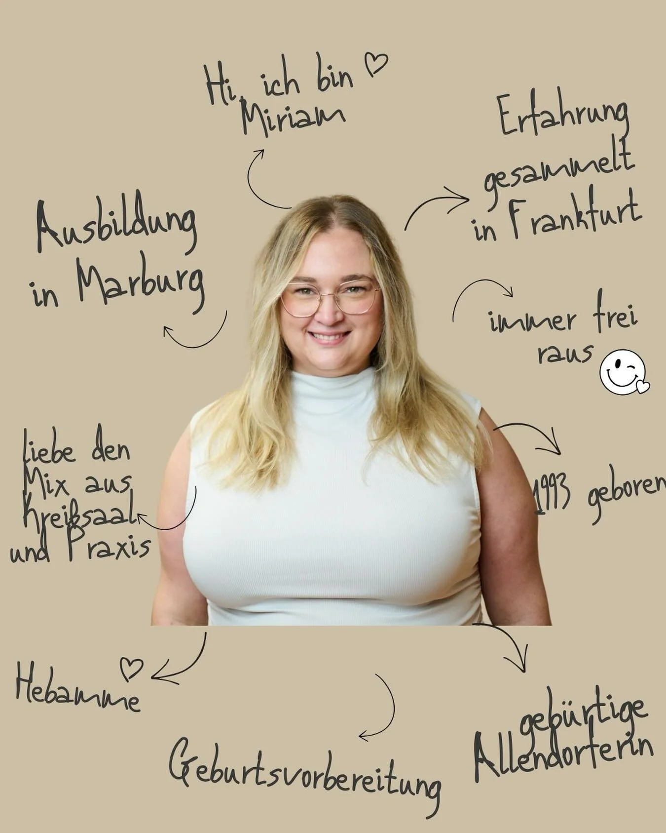 ✨Miriam Merten✨ 

Du magst es ehrlich und direkt? Dann bist du hier gut aufgehoben. 
Manchmal etwas unbequem, aber du wei&szlig;t immer woran du bei ihr bist. 🫶🏻 
Vor allem in der Geburtsvorbereitung immer f&uuml;r einen lockeren Spruch und eine wi