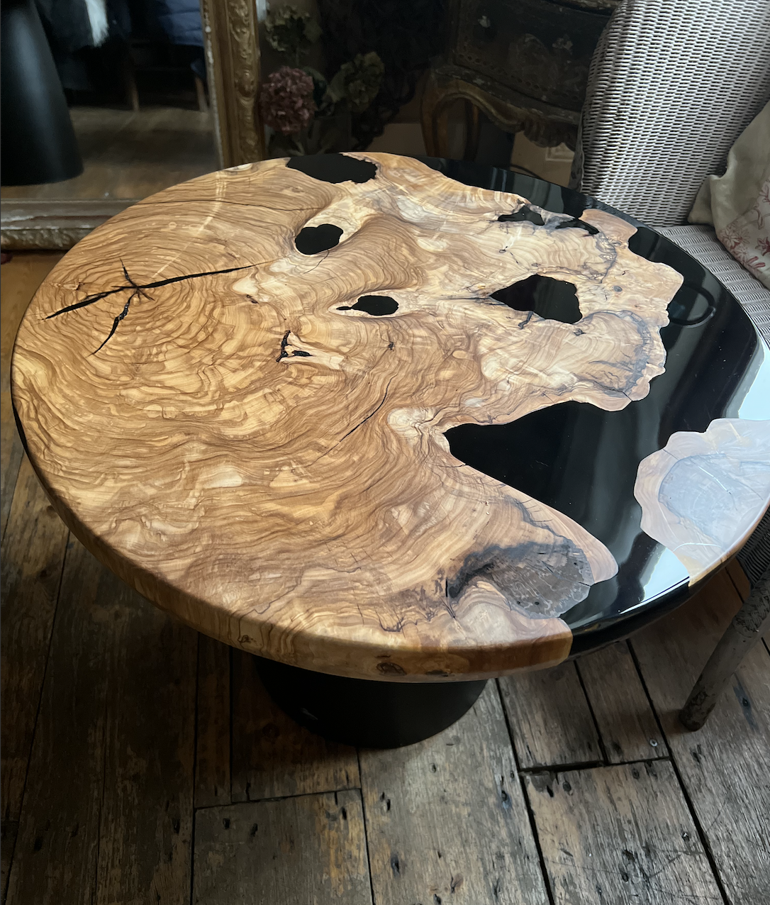 Olive Wood & Black Epoxy Coffee Table