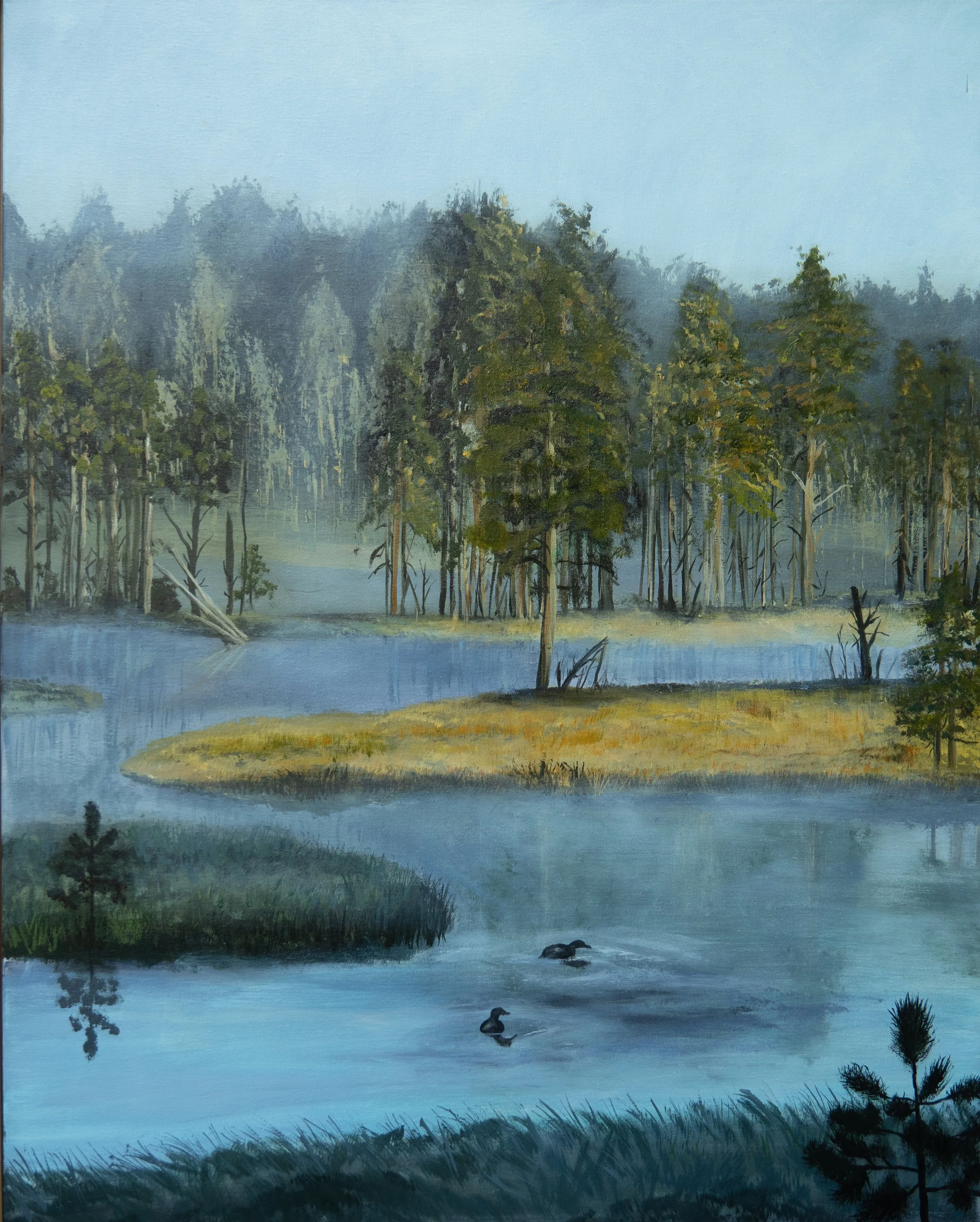 Syksyisen metsän sydän (2022) Akryyli kankaalle 80 x 100 cm
