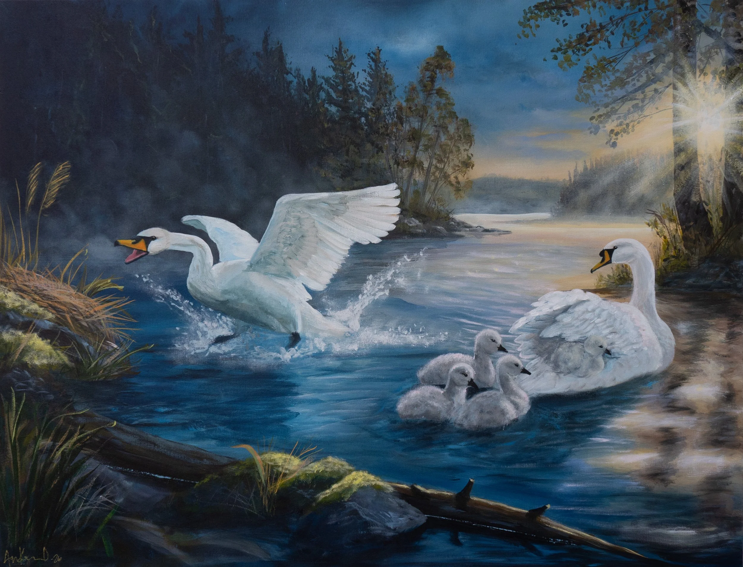 Turvassa (2026) Akryyli kankaalle 116 x 89 cm