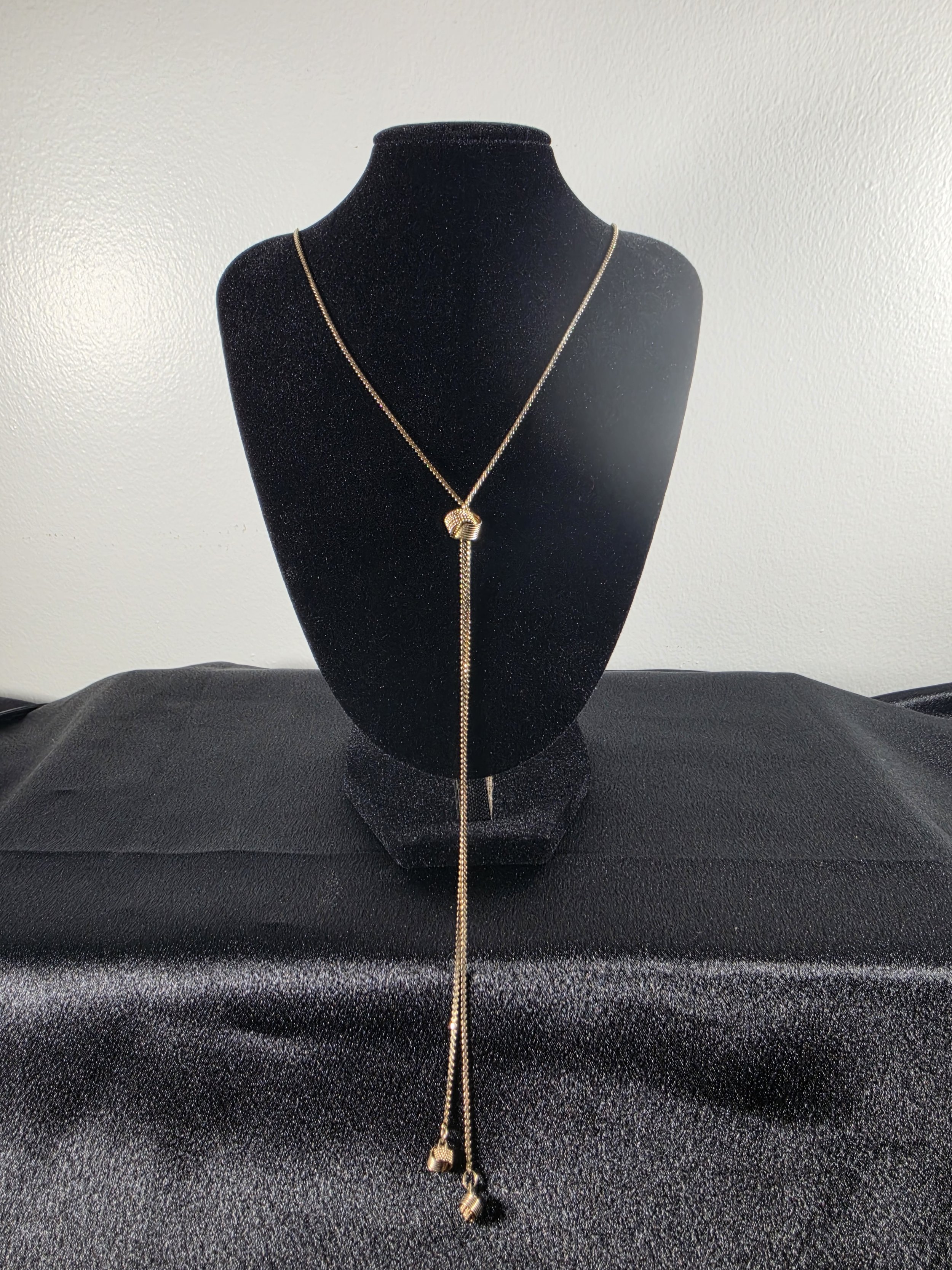 Gold Knot Lariat Necklace