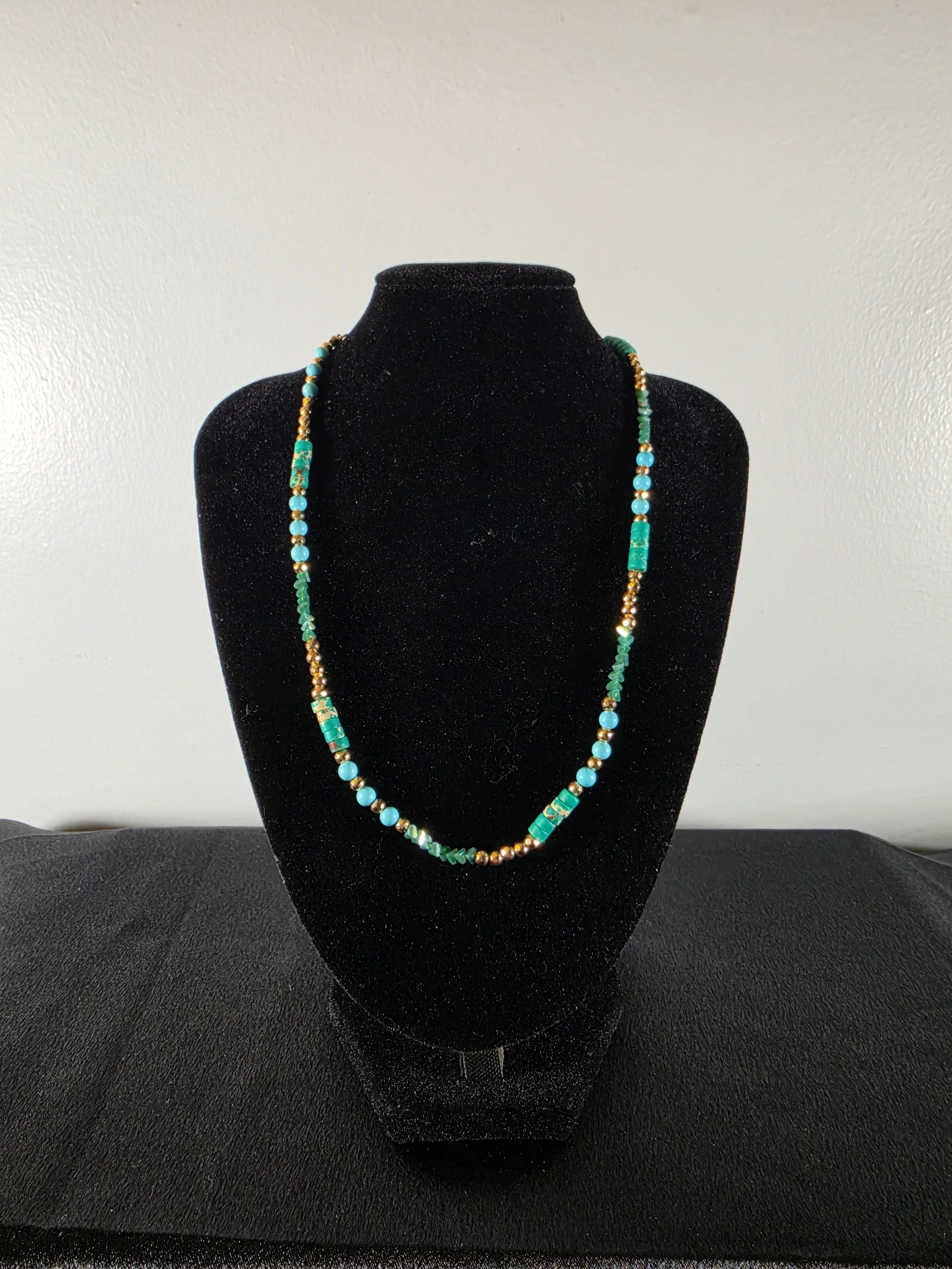 Turquoise & Gold Beaded Necklace