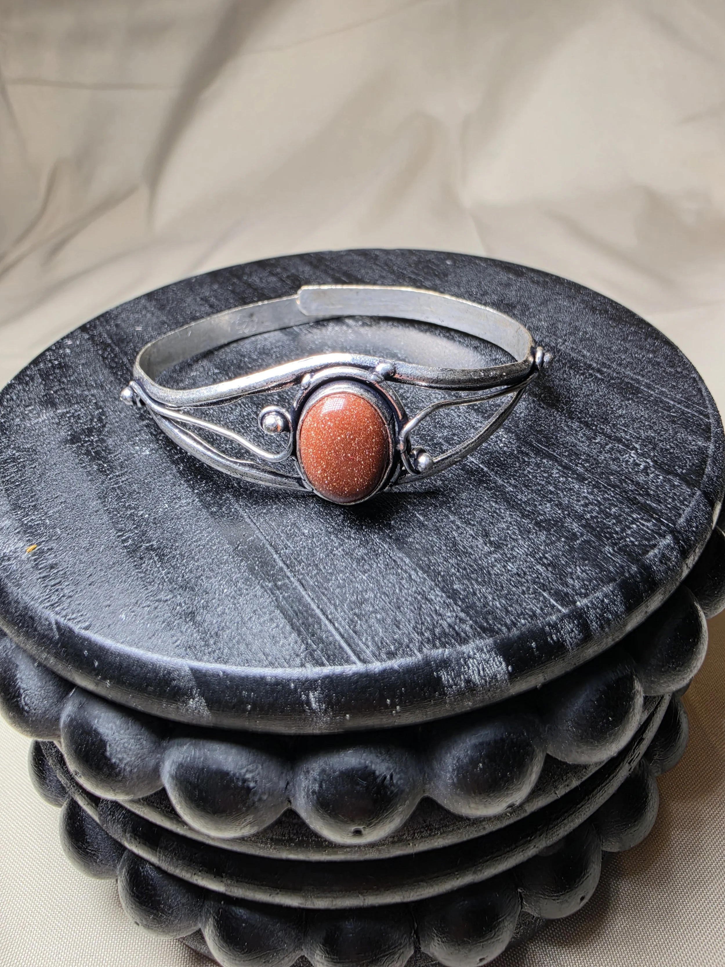 Vintage Sterling Goldstone Cuff