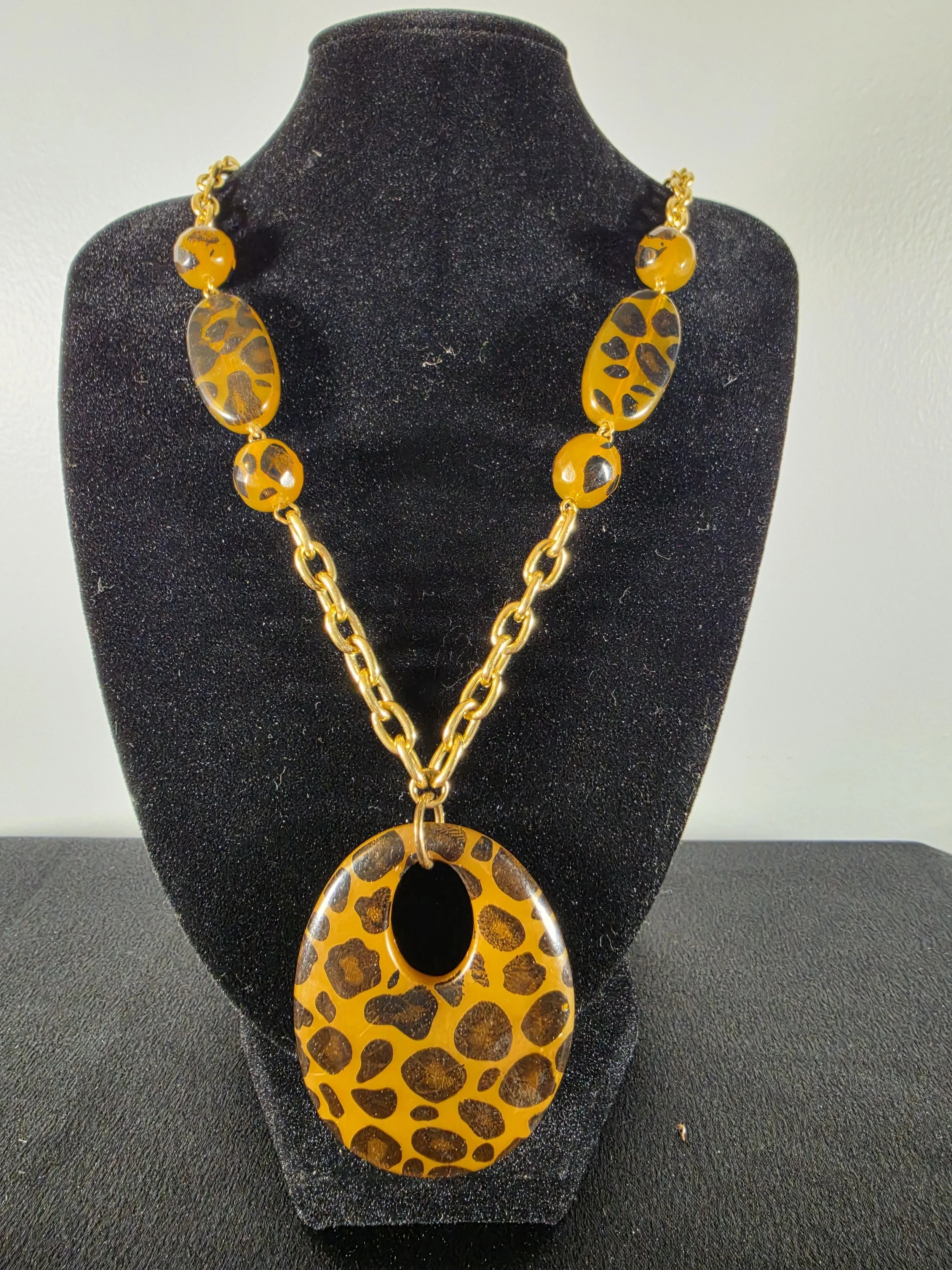 Vintage Leopard Print Statement Necklace