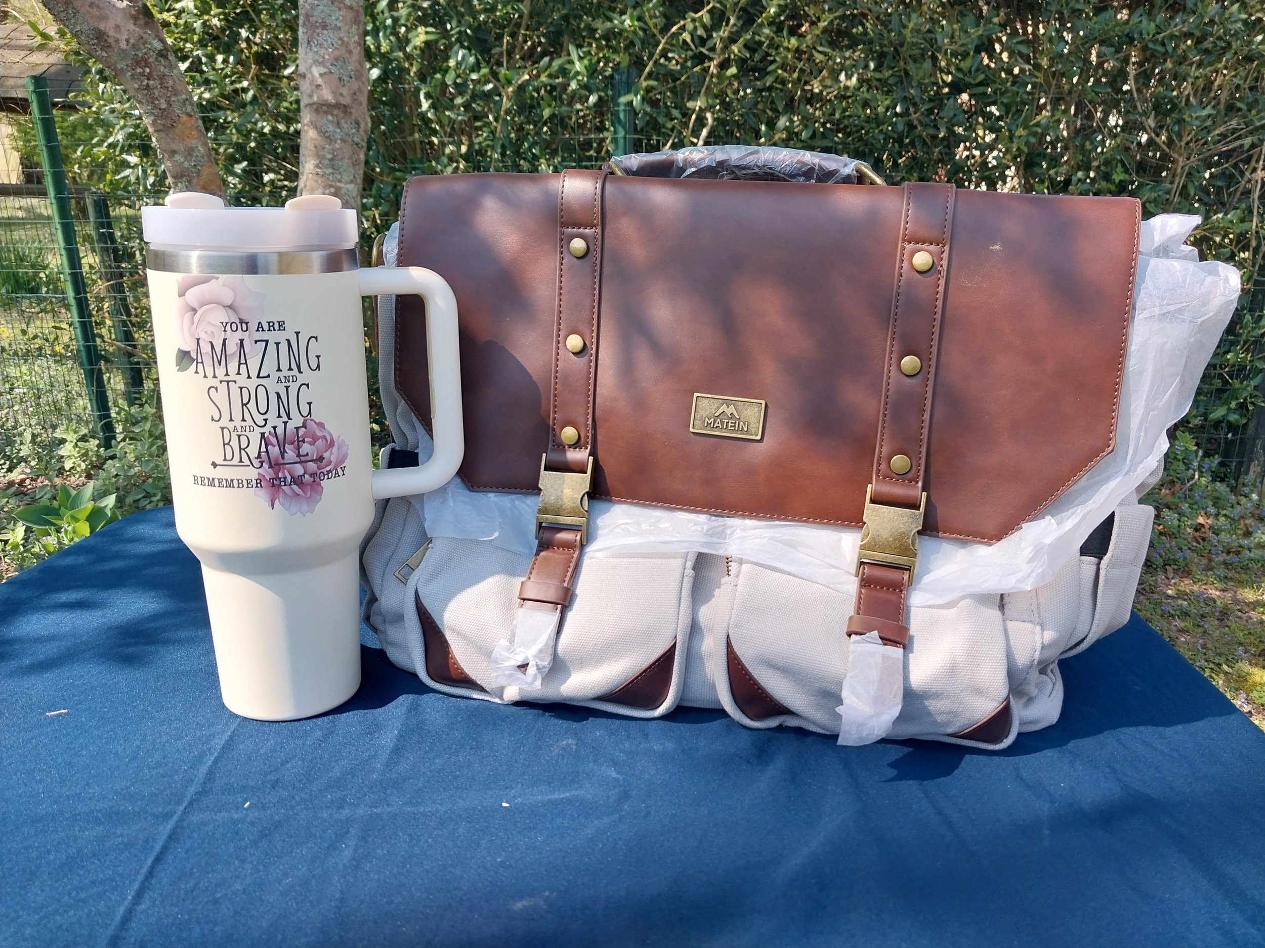 Modern Workday Essentials Set | NEW Matein Canvas Laptop Backpack & Inspirational 40oz Tumbler