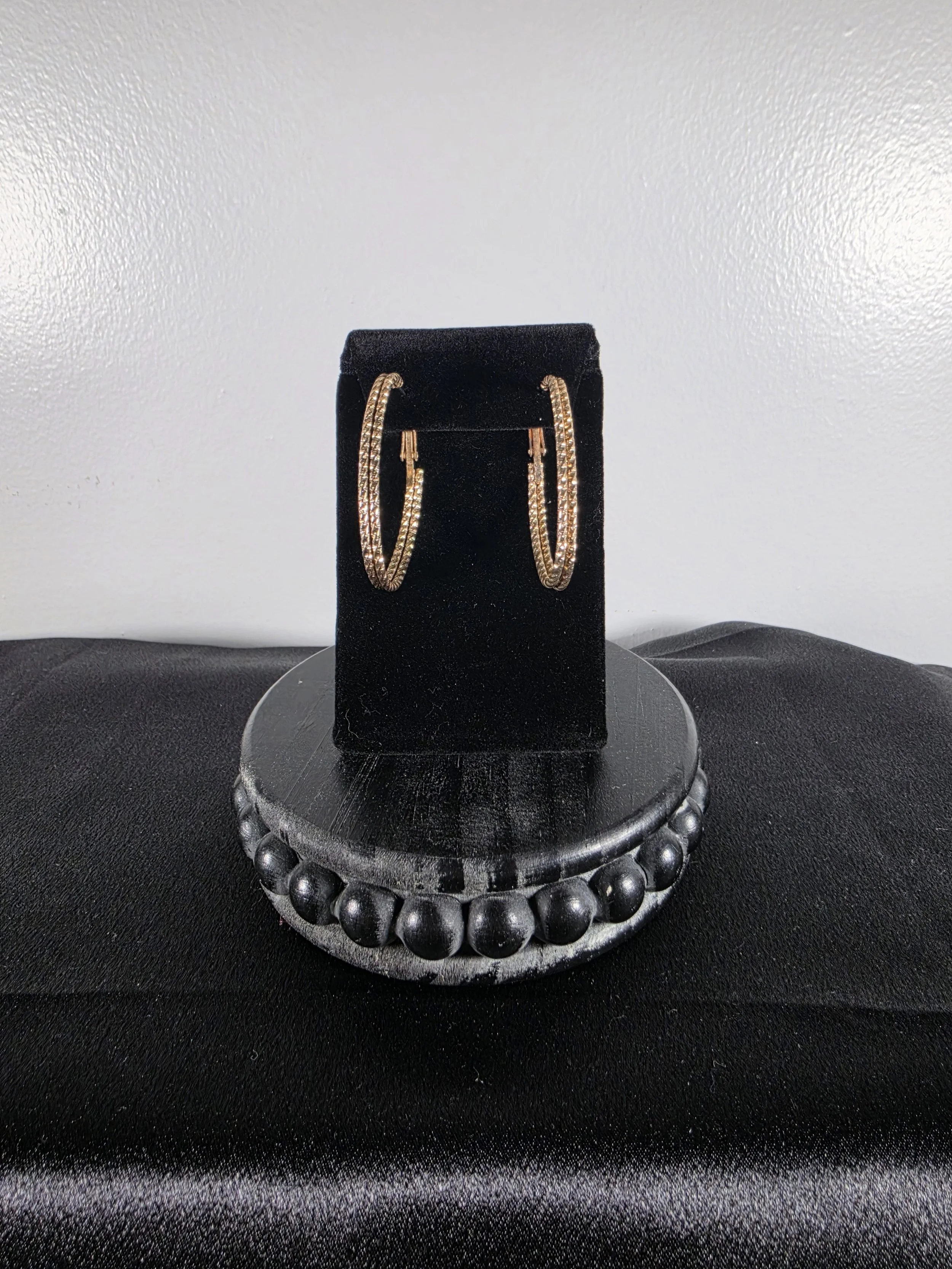 Textured Gold Tone Hoop Earrings