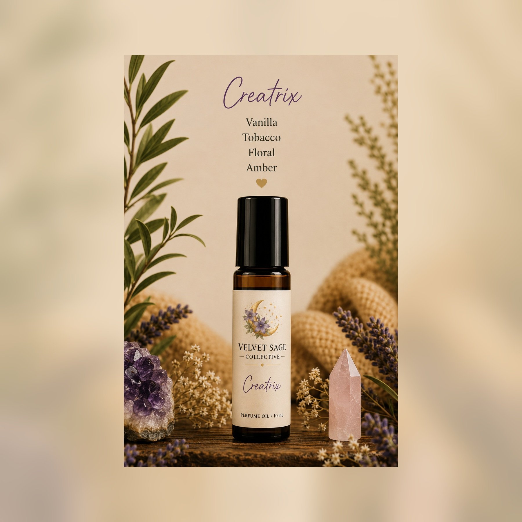 Creatrix Botanical Perfume Oil – Warm Vanilla, Tobacco & Amber Roll-On Perfume
