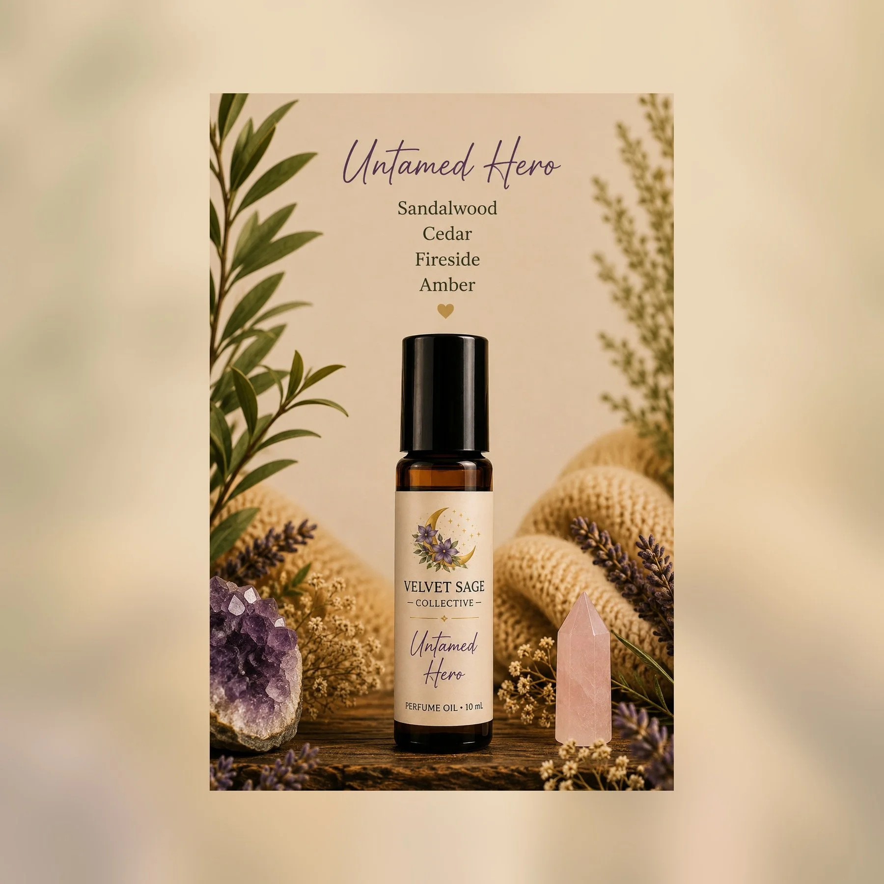 Untamed Hero Botanical Perfume Oil – Sandalwood, Cedar & Amber Roll-On Perfume