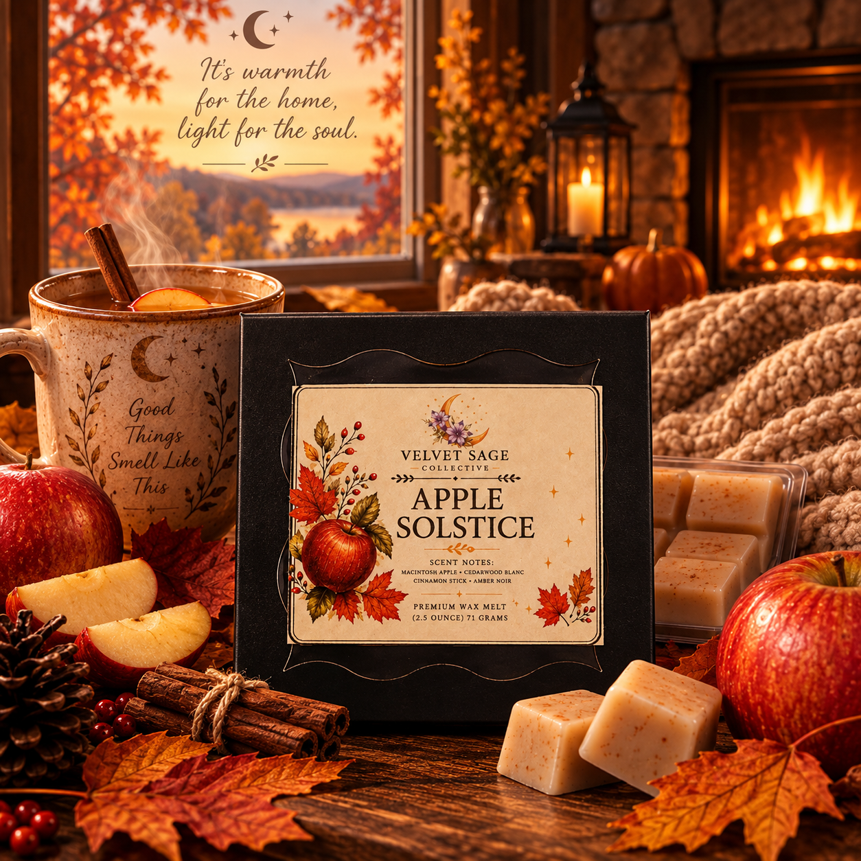 Apple Solstice Room Mist or Wax Melts | Crisp Apple, Cinnamon & Warm Woods | Fall Home Fragrance