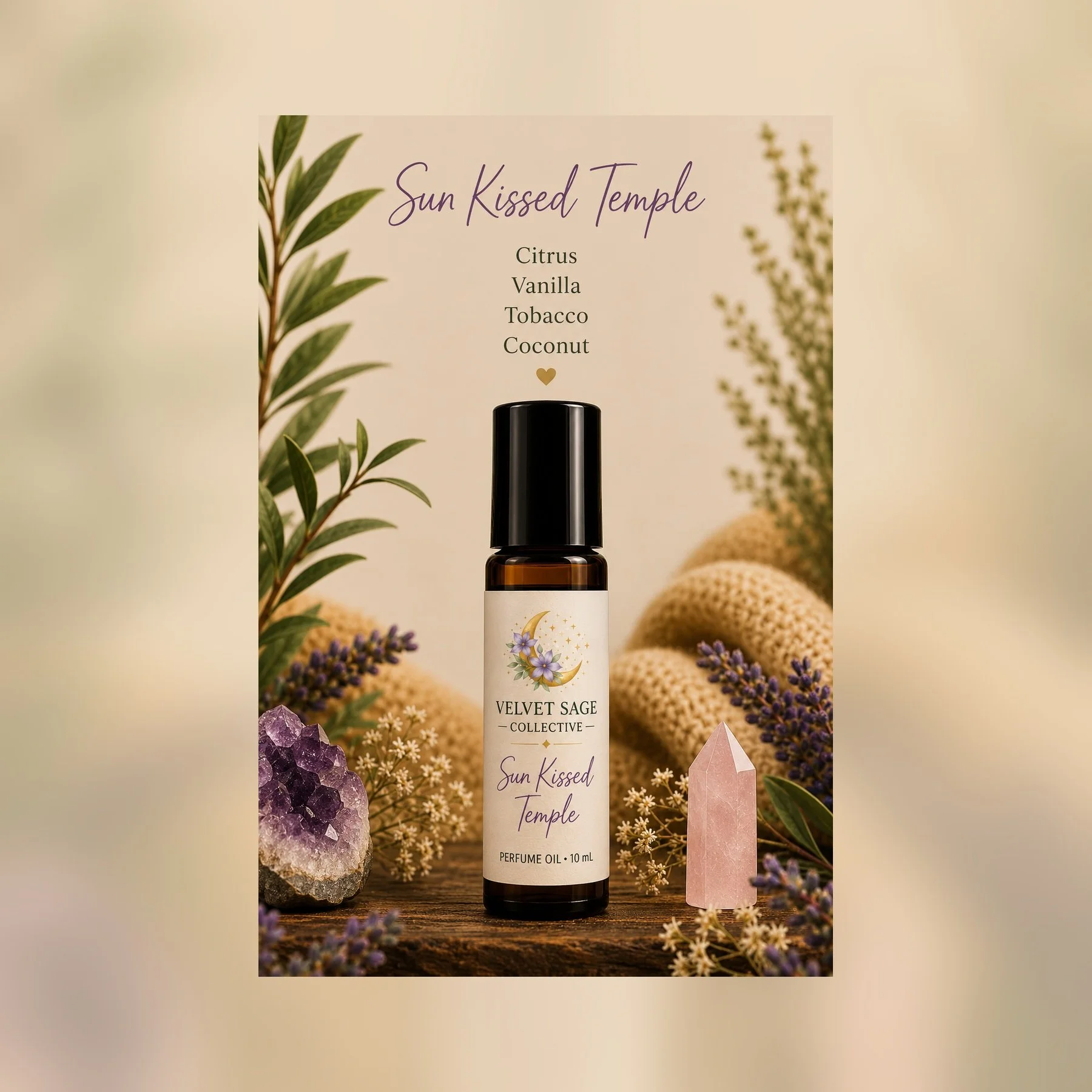Sun Kissed Temple Botanical Perfume Oil – Blood Orange, Vanilla & Coconut Roll-On Perfume