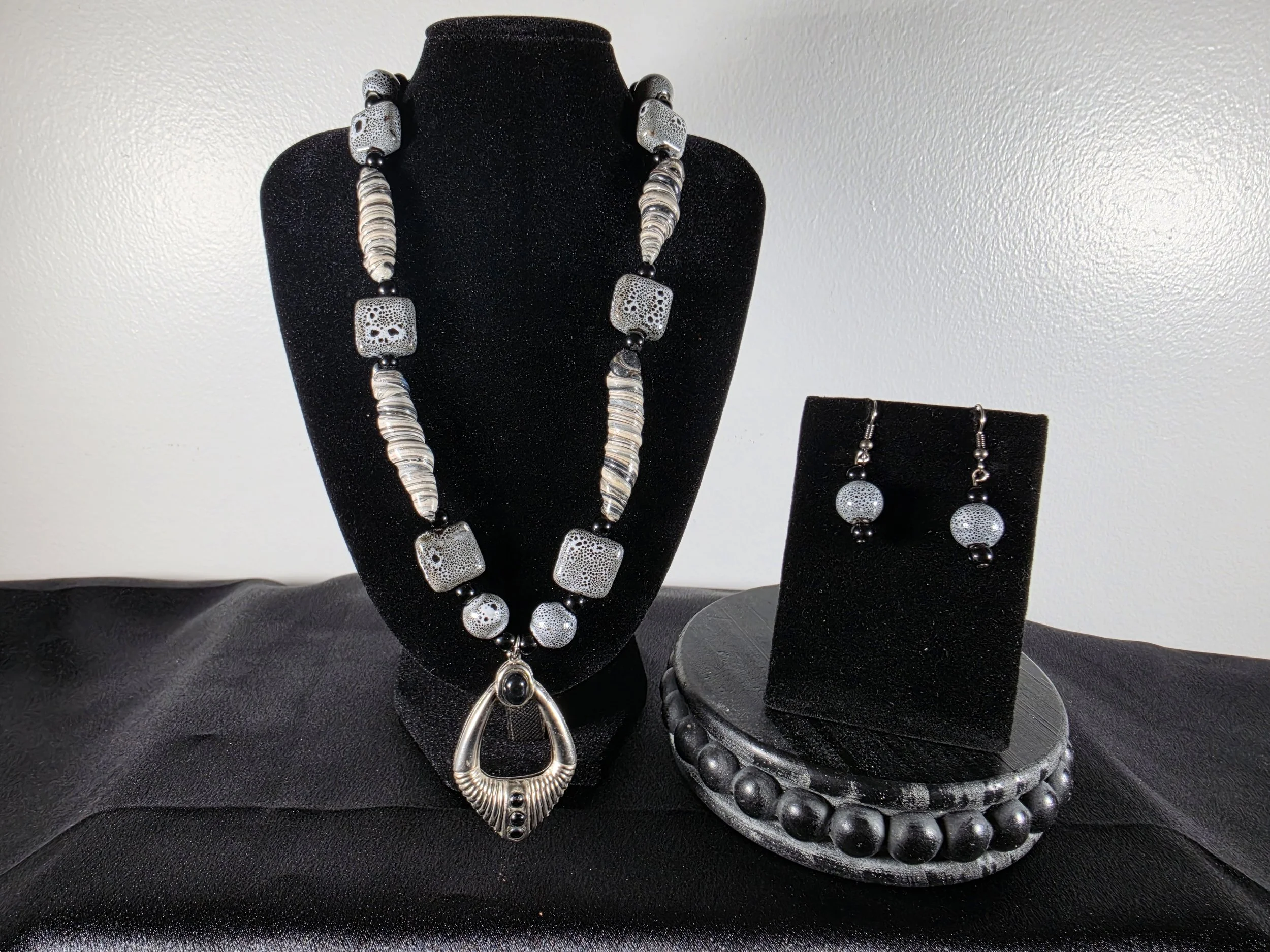 Silver & Black Artisan Statement Jewelry Set