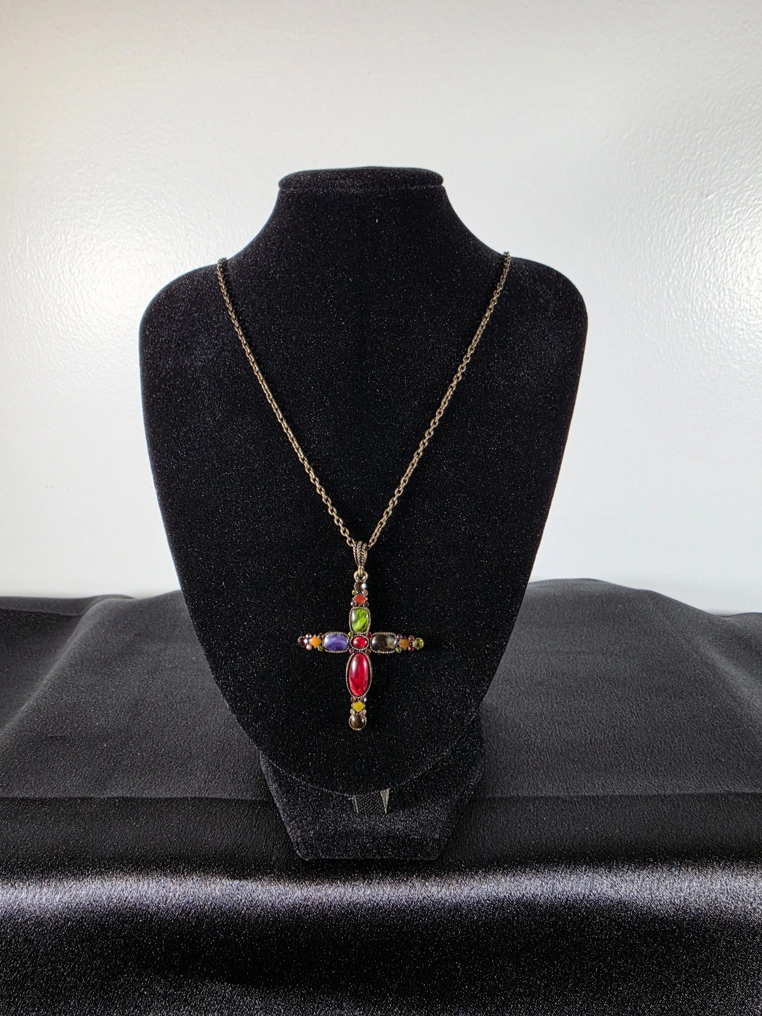 Bohemian Multicolor Cross Statement Necklace