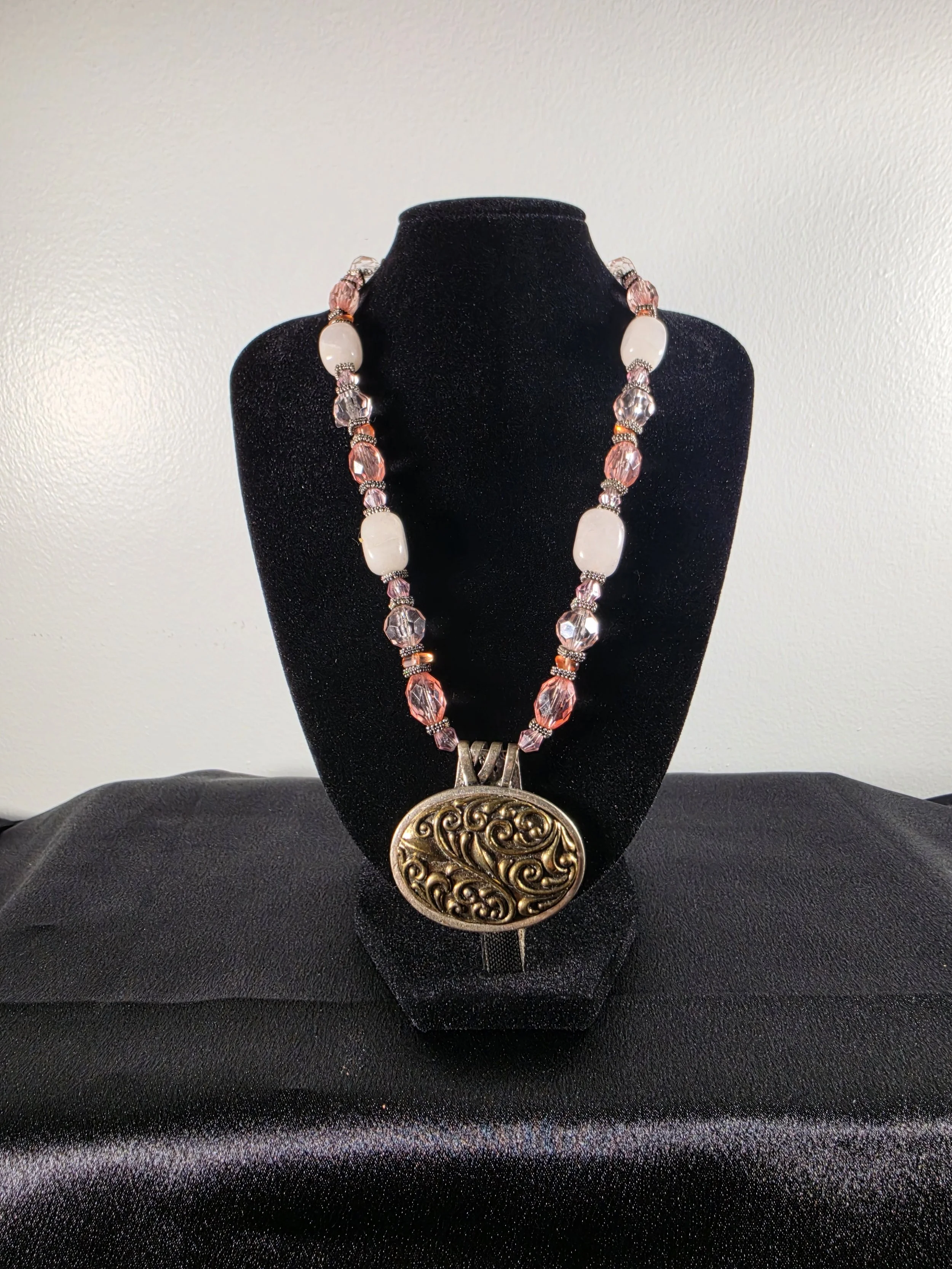 Blush Crystal Medallion Statement Necklace
