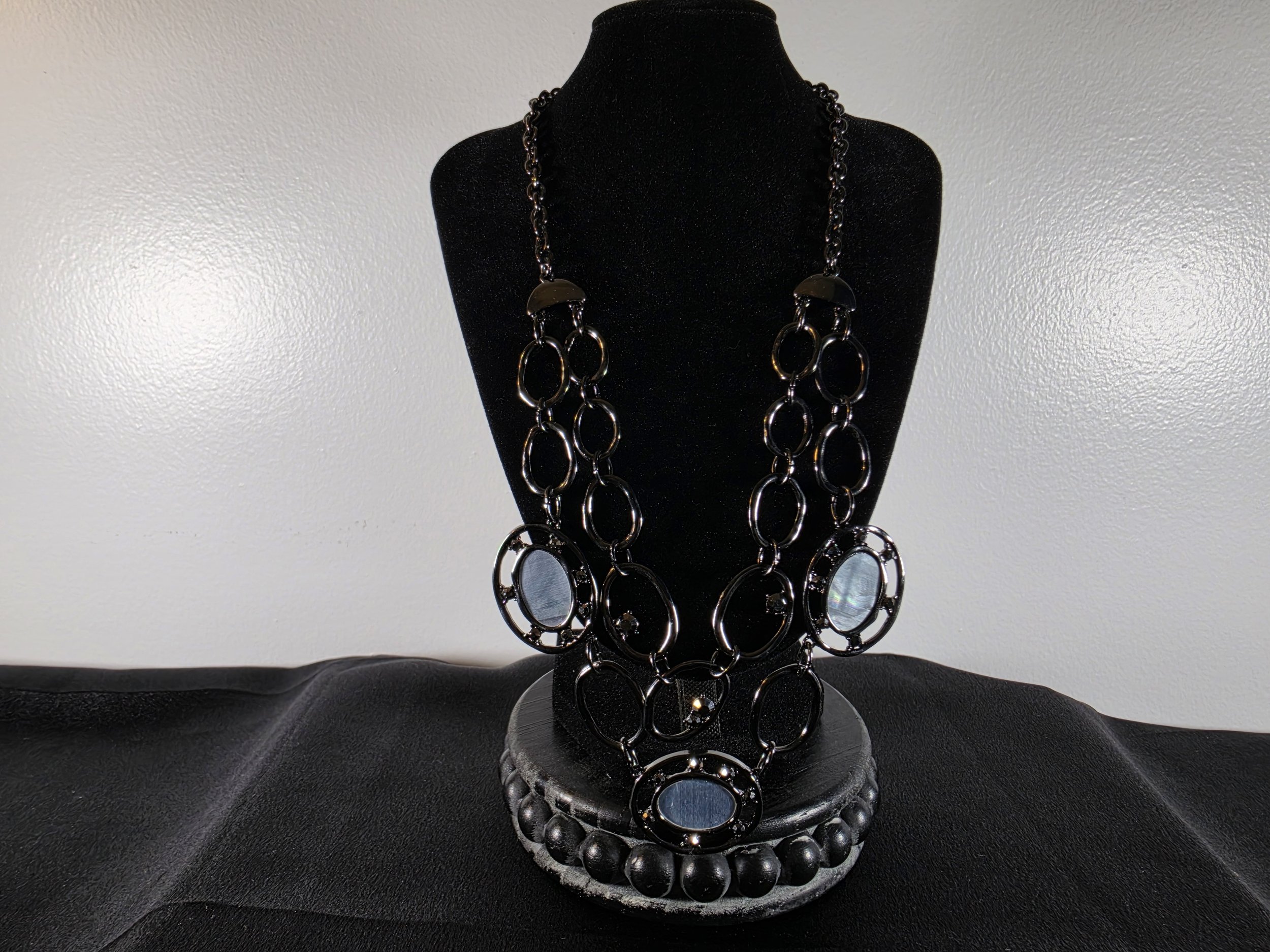 Midnight Moonstone Link Statement Necklace