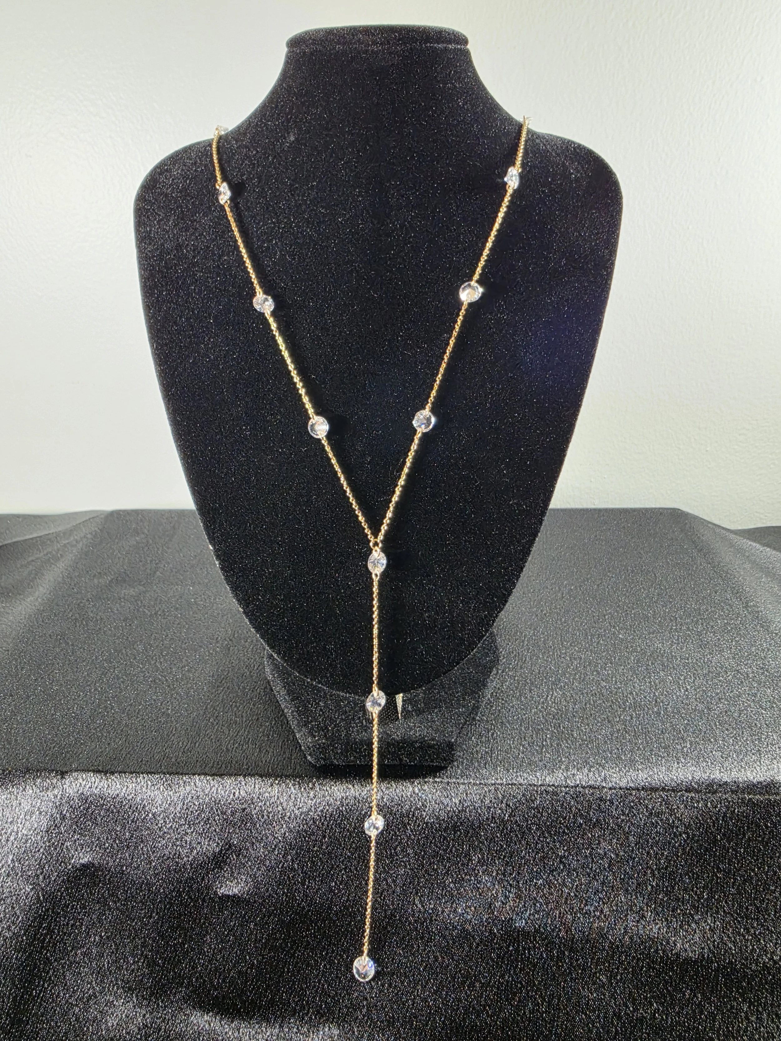 Gold Crystal Y-Necklace