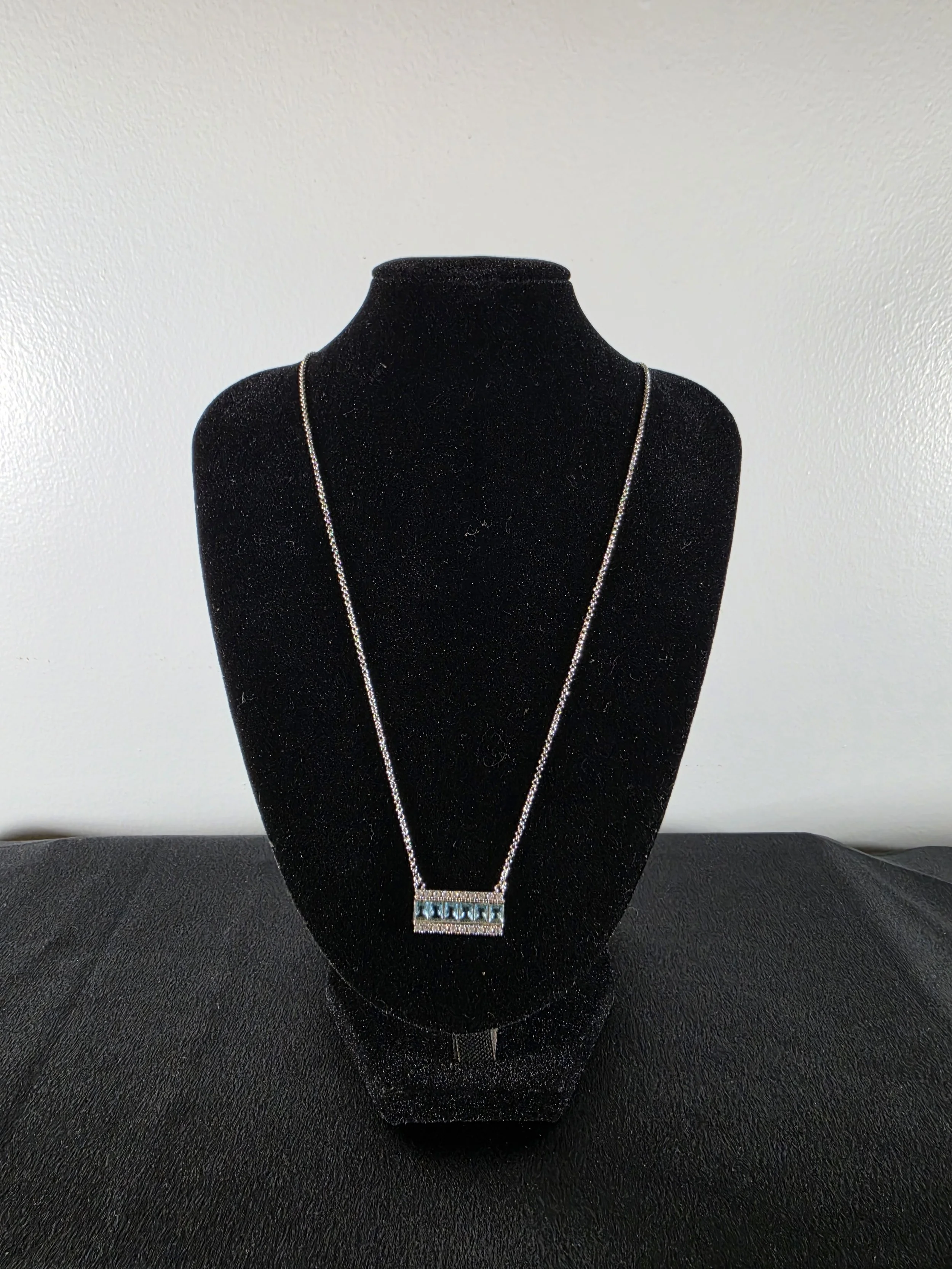 Aquamarine Crystal Bar Necklace