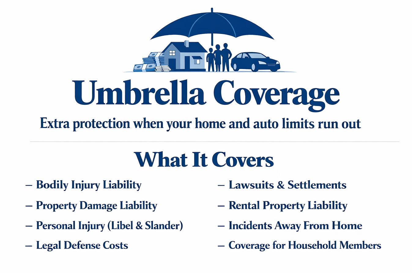 Umbrella policy extra liability protection illustration