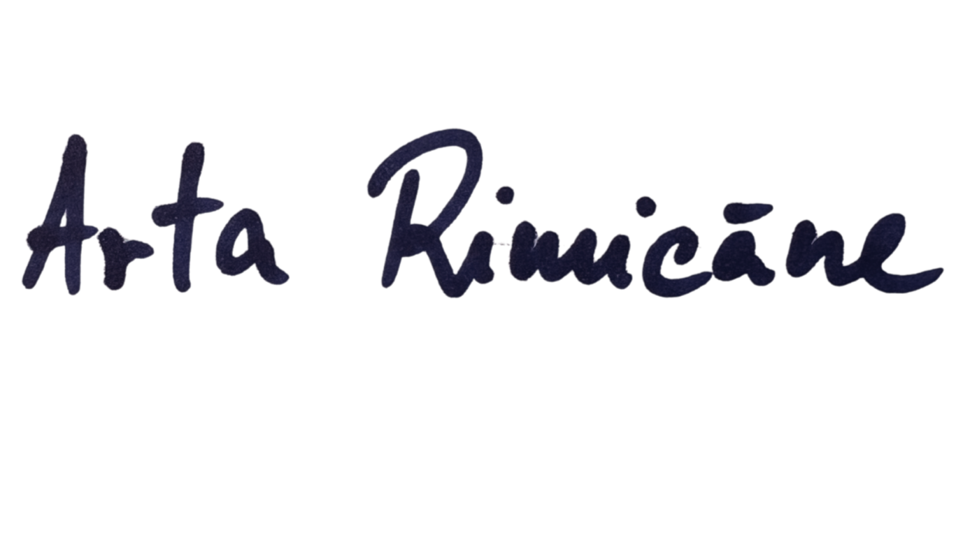 Text that reads 'Arta Rimicane' in stylized dark blue cursive font.
