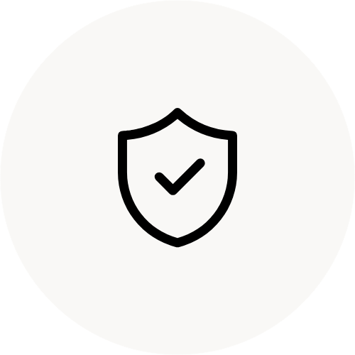 Icon of a shield with a checkmark inside, representing security or protection.